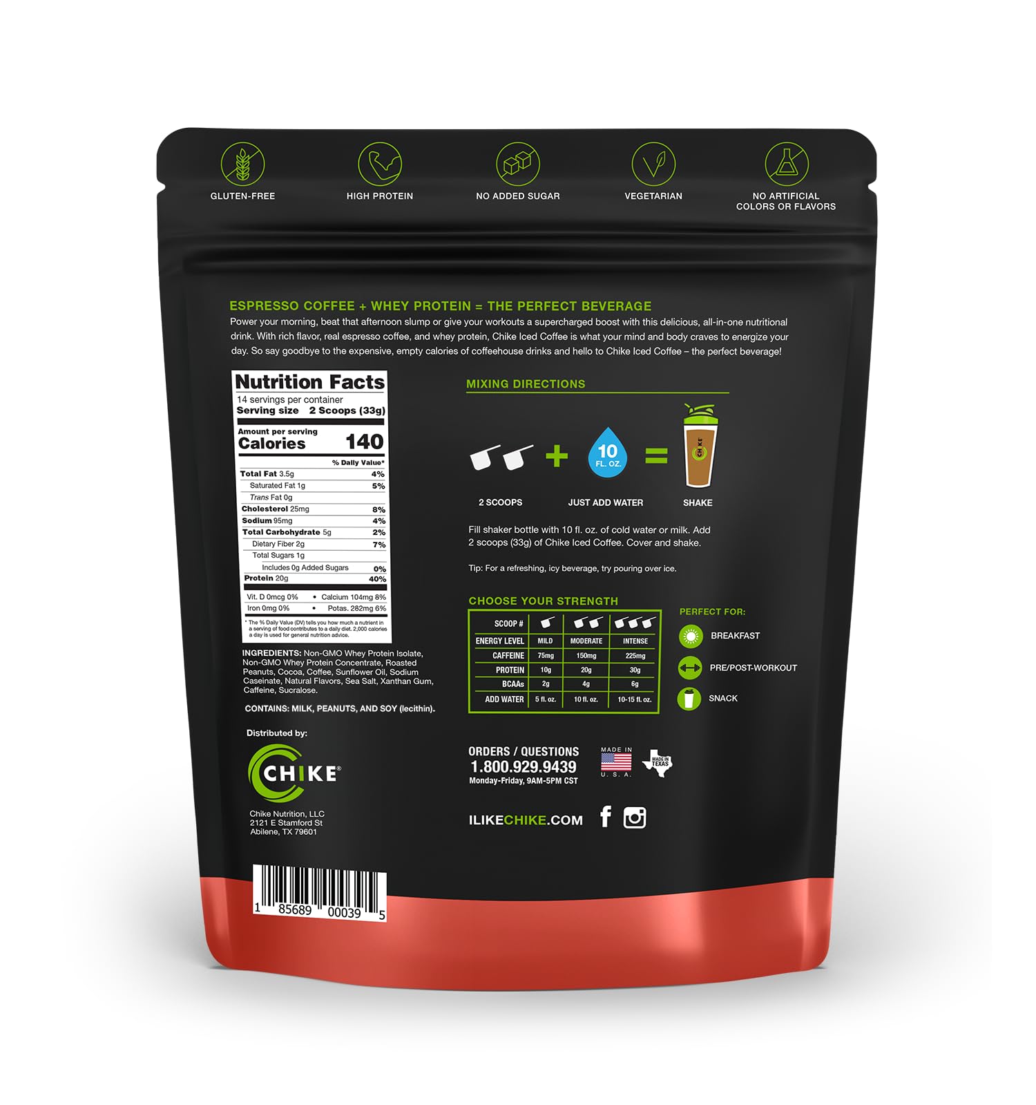 Chike Chocolate Peanut Butter High Protein Iced Coffee - 20g Protein, 2 Shots Espresso, 1g Sugar, Keto & Gluten Free (16.3oz, 14 Servings) | Perfect for Post-Workout Recovery, Morning Energy Boost & Low-Carb Diet