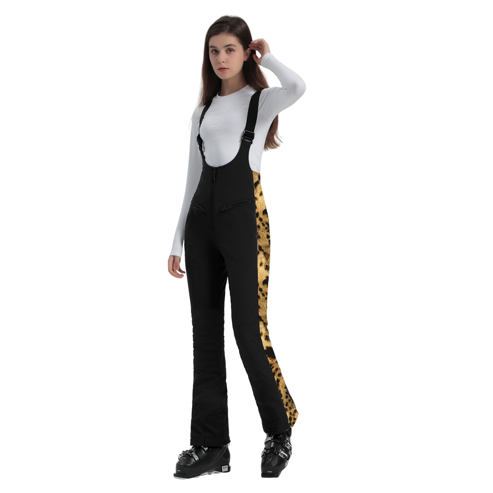 GSOU SNOW Women's Ski Bib Overalls - Insulated Waterproof Snow Pants for Skiing & Snowboarding - Windproof Winter Thermal Pants for Cold Weather - Perfect for Ski Resorts, Mountain Adventures & Outdoor Activities