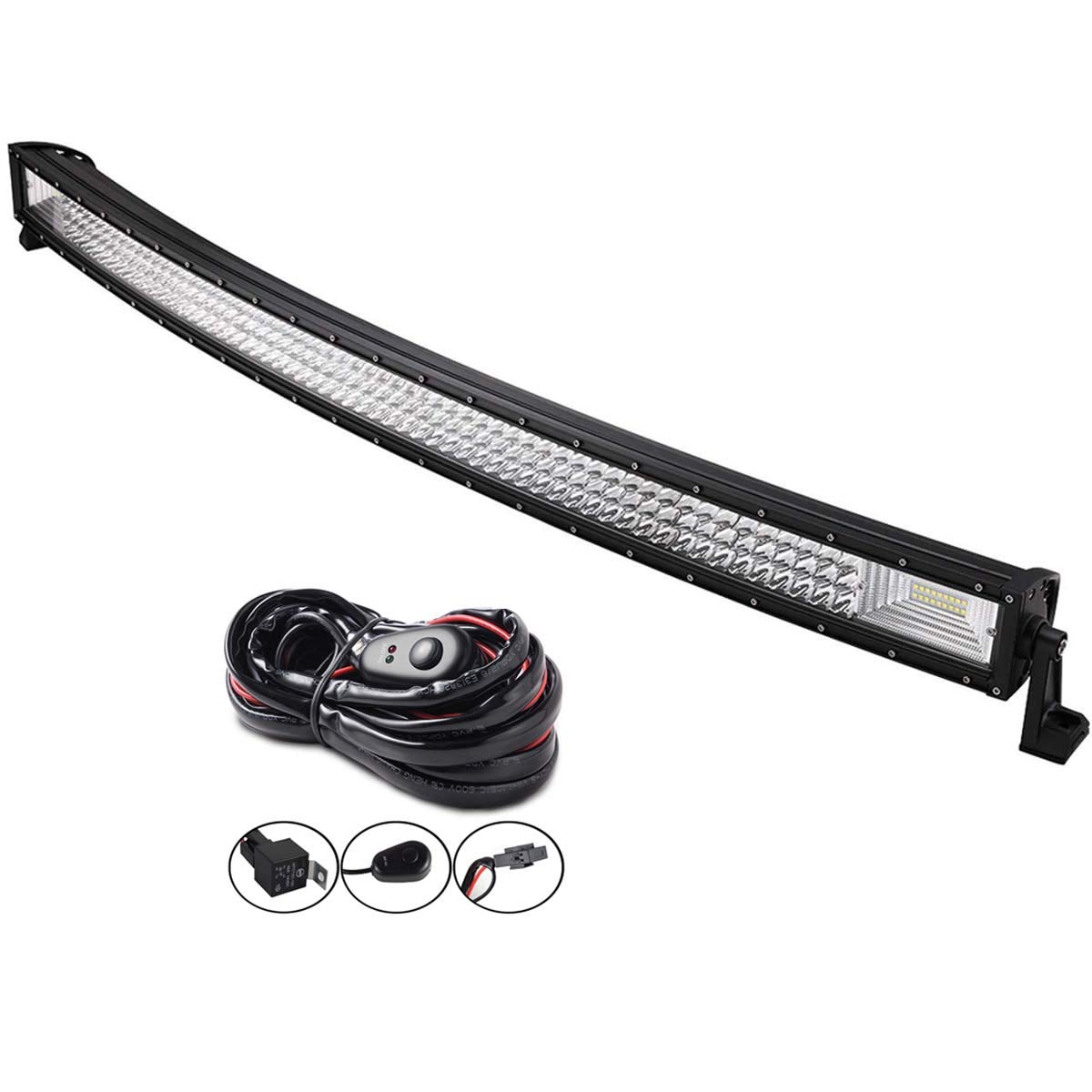 540W 42-Inch Curved Triple Row 7D LED Light Bar - Flood Spot Combo Off-Road Driving Lights with Wiring Harness - Waterproof for Pickup Trucks, ATV, UTV, Wrangler, SUV, Ram 4x4 - Perfect for Night Off-Roading, Camping & Emergency Lighting