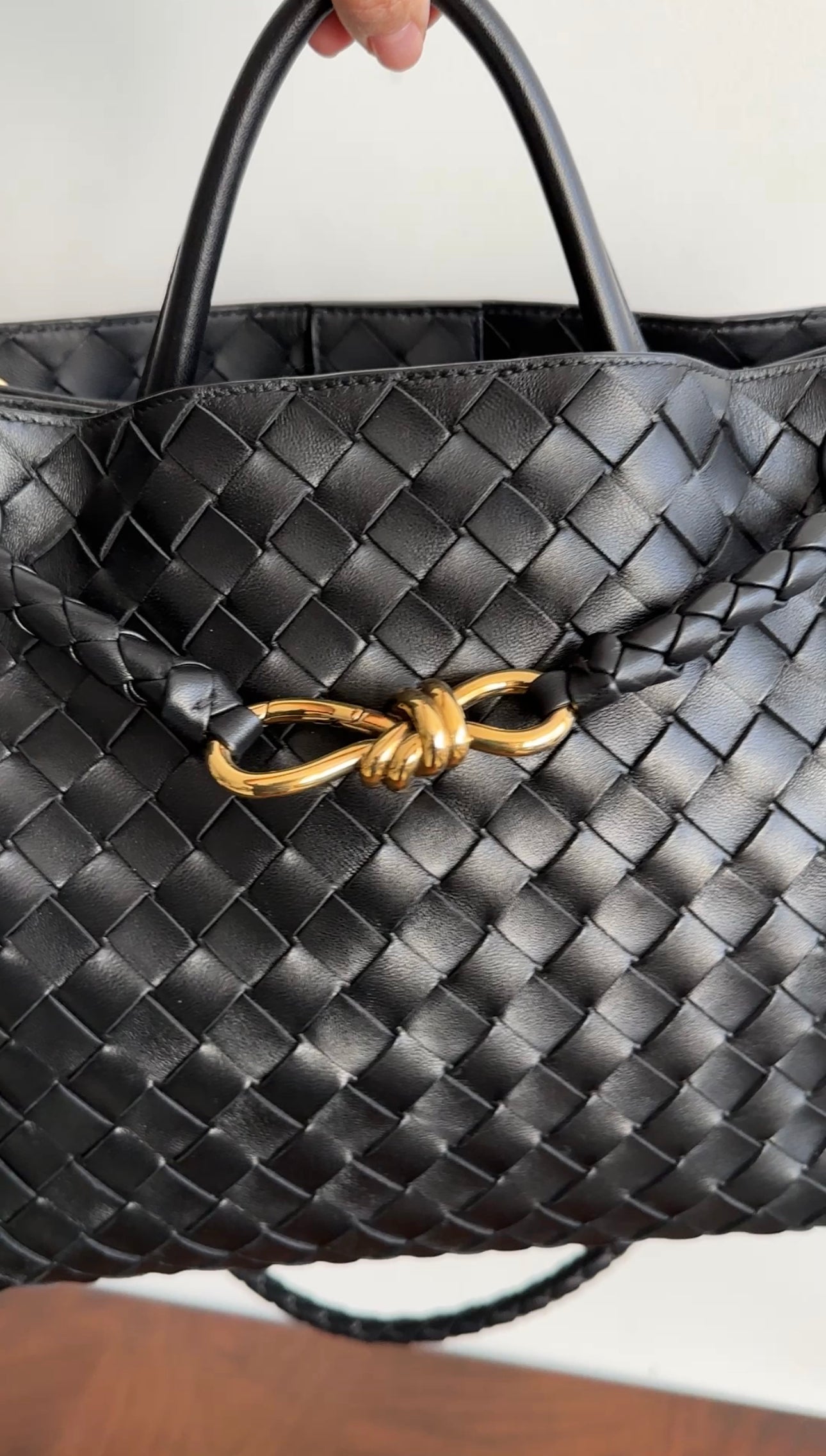Bottega Veneta Andiamo Black Intrecciato Leather Two-Way Tote Bag for Women | Luxury Designer Handbag for Work, Travel & Everyday Use