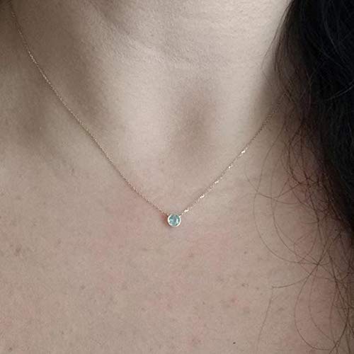 14K Gold Solitaire Aquamarine Necklace - 0.30ct March Birthstone Bezel Pendant for Women | Elegant Jewelry Gift for Birthday, Anniversary & Special Occasions