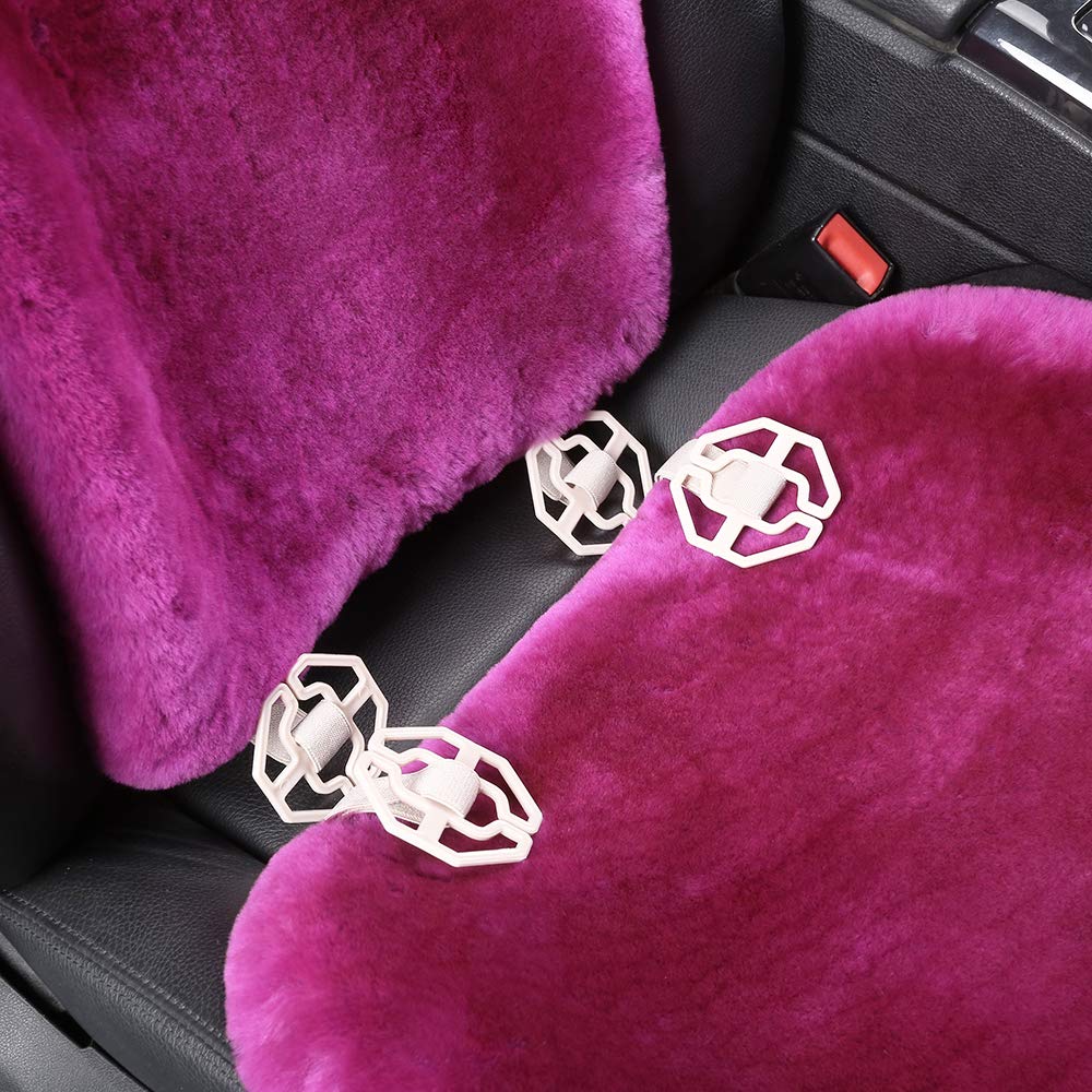 Premium Shearling Sheepskin Car Seat Covers - Ultra Soft Fluffy Fuzzy Fur Universal Fit Auto Seat Protectors (3-Piece Front Set, Misty Gray) | Luxury Comfort for Winter Driving & Long Road Trips