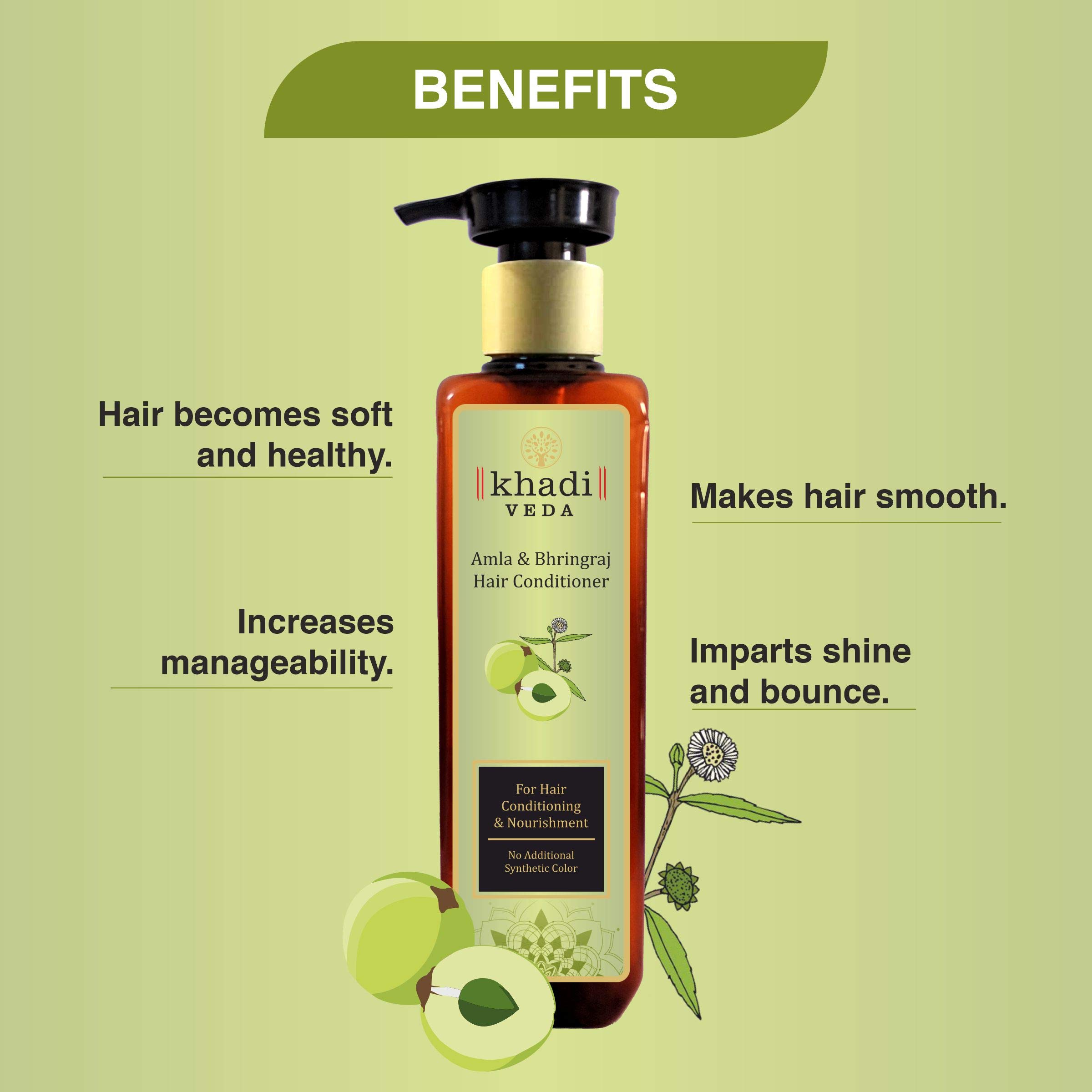 Organic Amla & Bhringraj Hair Conditioner for Dry, Damaged Hair - Ayurvedic Deep Conditioning Treatment for Shine & Growth - Perfect for Daily Use & Salon Results at Home