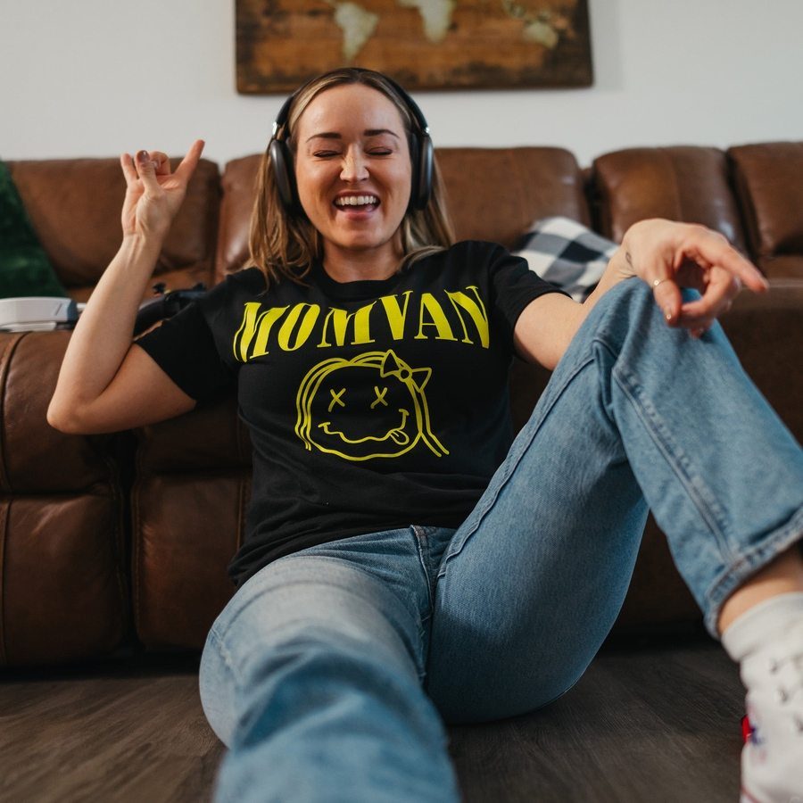 Women's MomVan Boyfriend Fit T-Shirt - Black | Comfortable & Stylish Casual Wear for Everyday Outings & Relaxing at Home