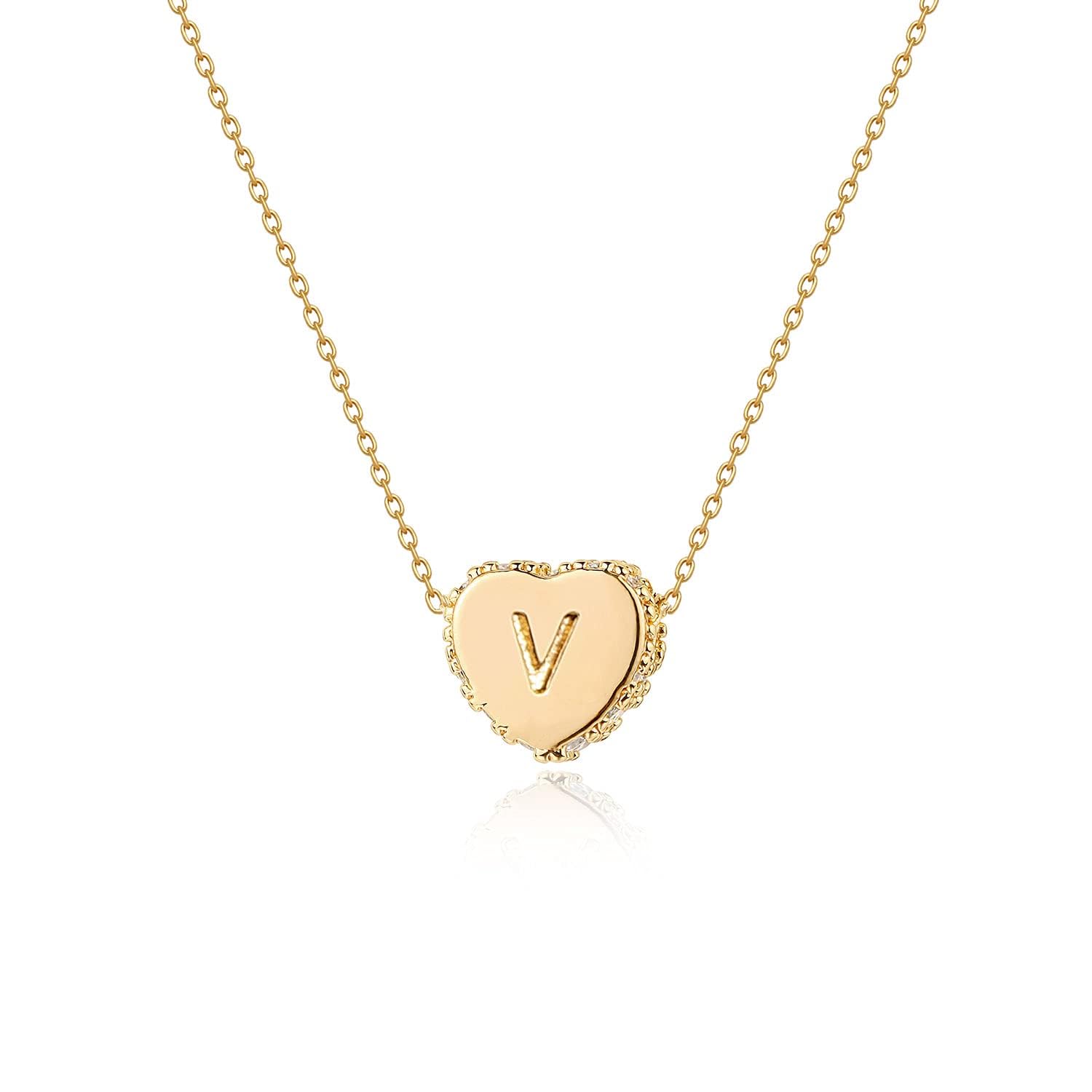 14K Gold Plated Tiny Initial Heart Necklace - Handmade Dainty Letter Pendant Necklace for Women | Perfect Gift for Valentine's Day, Anniversary & Everyday Wear