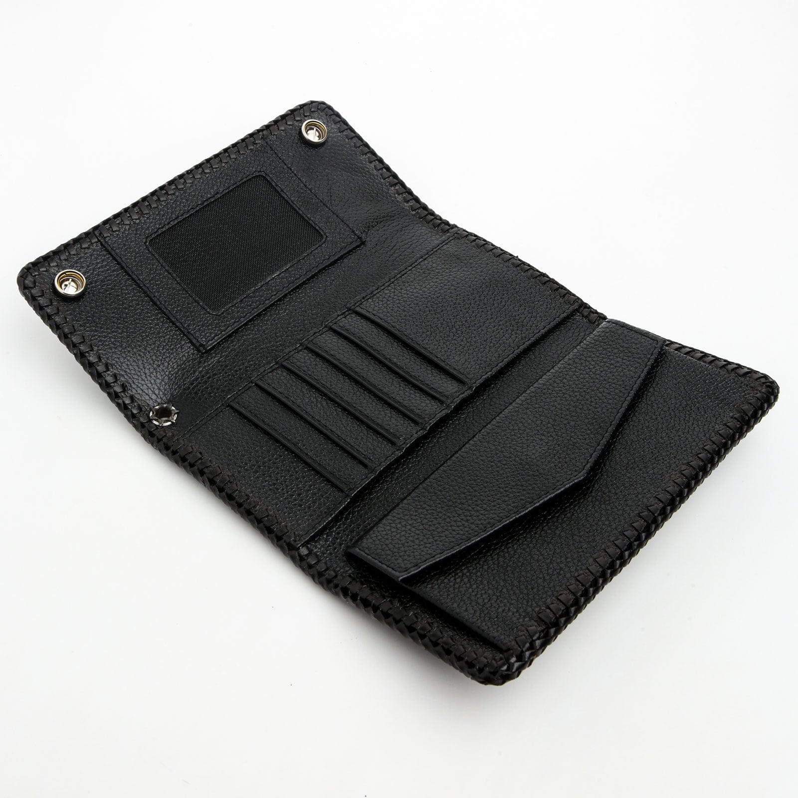 Premium Black Stingray Leather Trifold Wallet for Men - RFID Blocking Biker Wallet with Multiple Card Slots & ID Window - Perfect for Motorcycle Riders, Travel & Everyday Use
