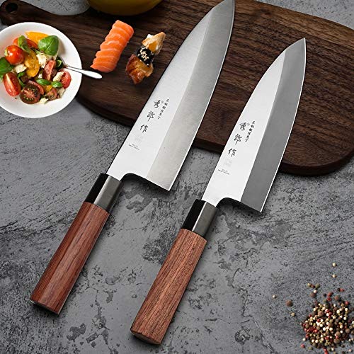 Premium Japanese Deba Knife 18cm - High Carbon Steel Fish Head & Salmon Knife for Sashimi, Sushi & Cooking - Perfect for Professional Chefs & Home Cooks