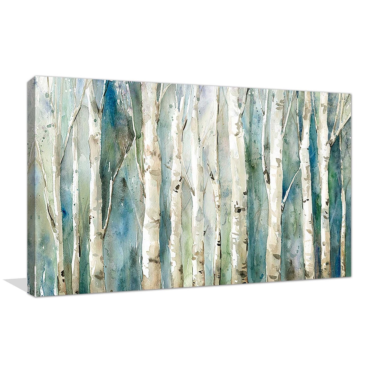 Birch River Walk Canvas Wall Art Print - Nature Landscape Painting for Living Room, Bedroom & Office Decor