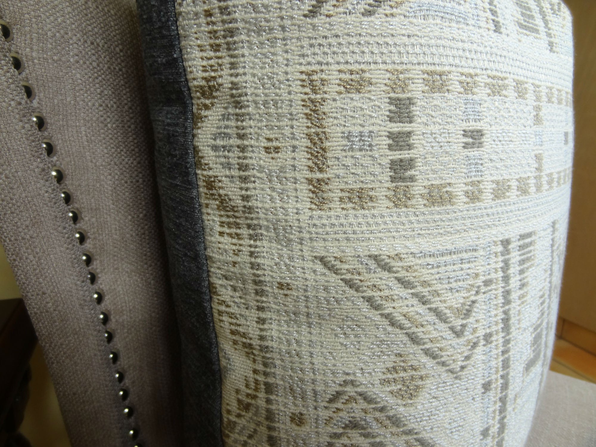 Handmade Aztec Throw Pillow - Gray Taupe Ivory Tribal Bohemian Cushion with Indigo Textured Design - USA Made Decorative Pillow for Sofa, Bed & Living Room - Perfect for Boho Home Decor & Cozy Interior Styling