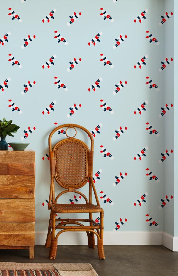 Clare V. Los Angeles Wallpaper - Premium Baby Blue Peel & Stick Wallpaper for Nursery, Bedroom & Home Decor