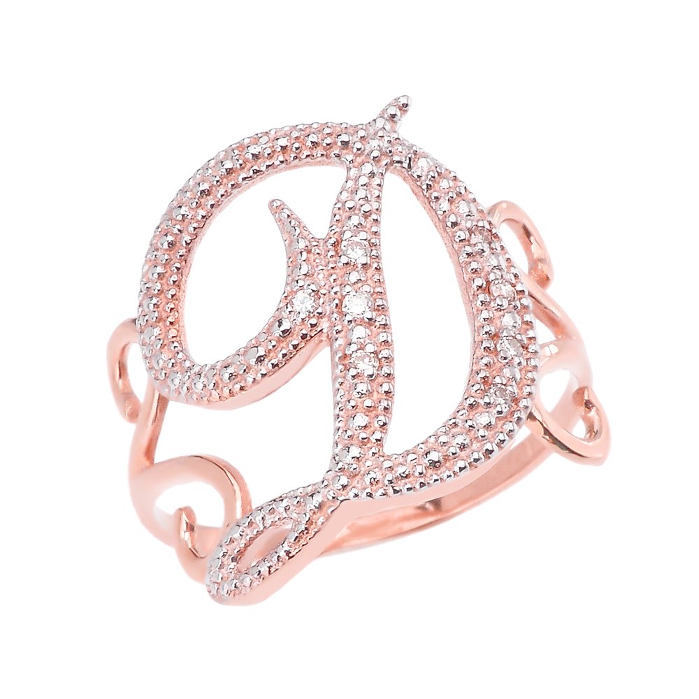 14K Rose Gold Modern Cursive D Diamond Pendant Necklace - Elegant Dainty Jewelry for Women, Perfect Gift for Anniversary, Birthday & Valentine's Day