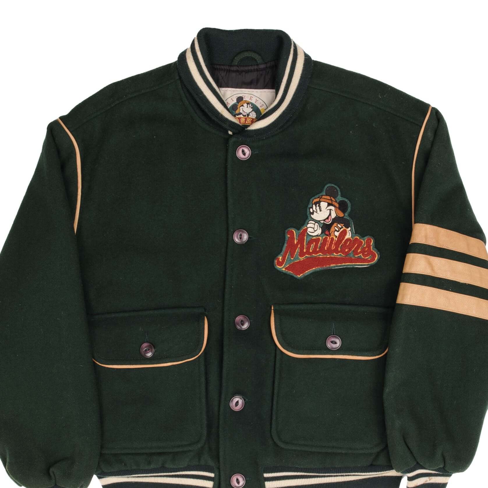 Vintage Disney Mickey Mouse Football Wool Varsity Jacket 1990s - Medium Size - Retro Sports Outerwear for Collectors & Disney Fans