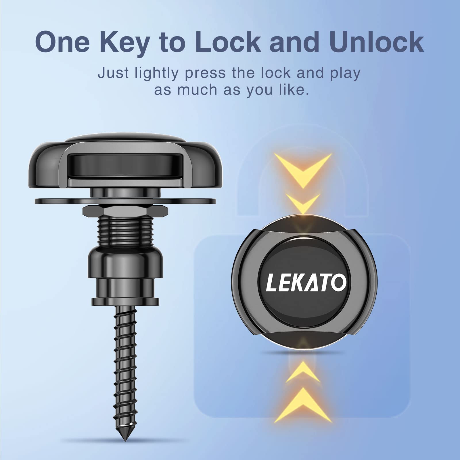 LEKATO Bass Guitar Strap Locks - Secure Quick Release Strap System for Electric, Acoustic Guitar & Bass (Black) | Perfect for Live Performances, Studio Sessions & Travel