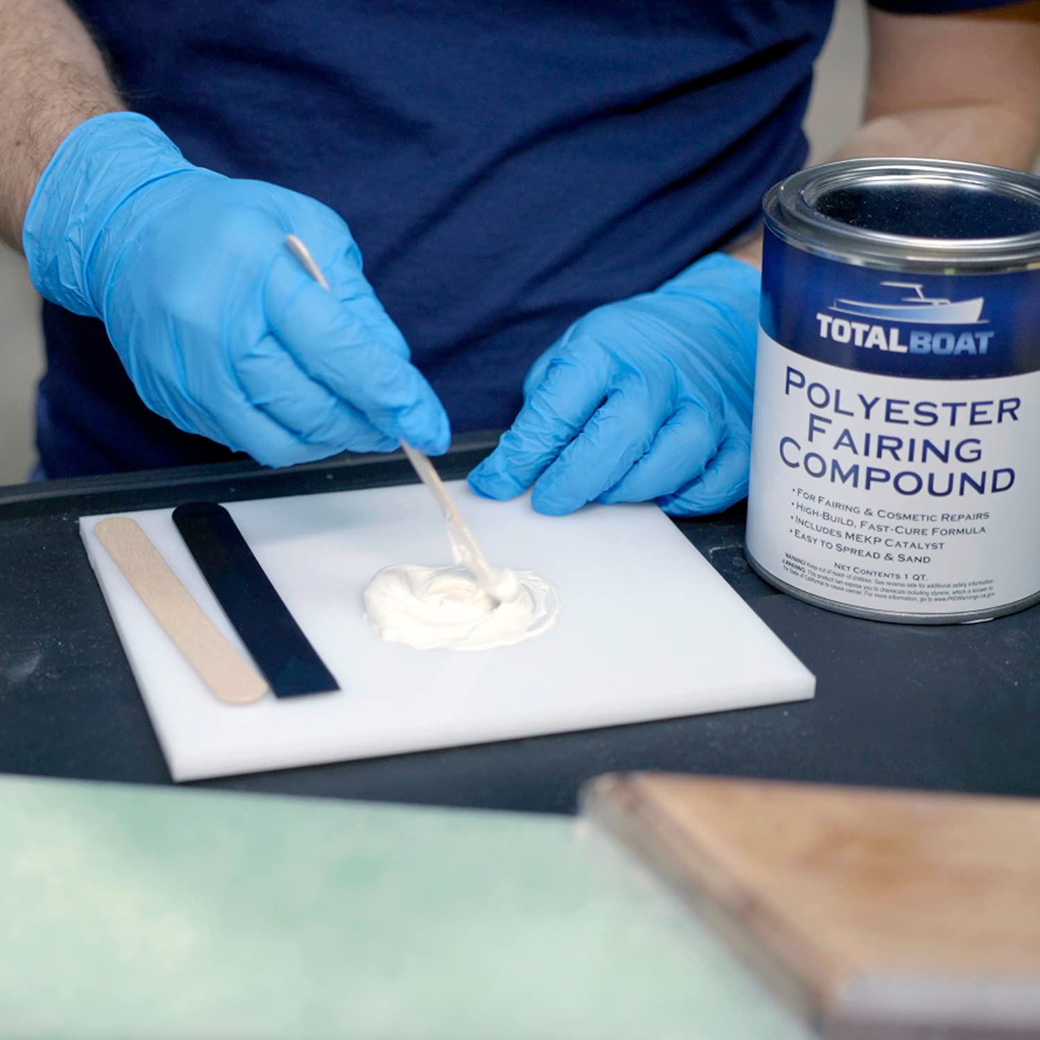 TotalBoat Polyester Fairing Compound - 1 Gallon Kit for Boat Repair & Fiberglass Smoothing | Perfect for Marine Applications, DIY Boat Restoration & Surface Preparation