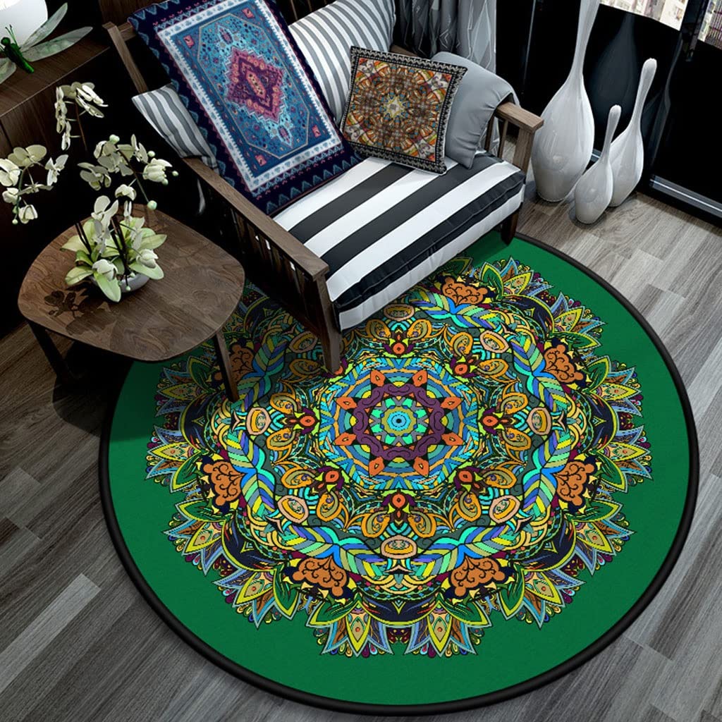 Non-Slip Mandala Nursery Carpet - Low-Pile Sofa Throw Rug for Entryway, Living Room & Bedroom Decor | Classic Multi-Print Design (62.9 Inch, Style 2) - Perfect for Bohemian Home Decor, Kids Play Area & Meditation Space