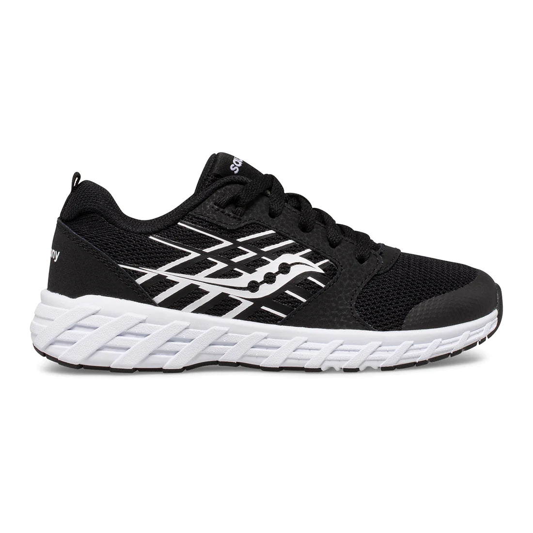 Saucony Wind 2.0 Kids' Running Shoes - Black & White Athletic Sneakers for Boys & Girls - Perfect for School, Sports & Everyday Wear