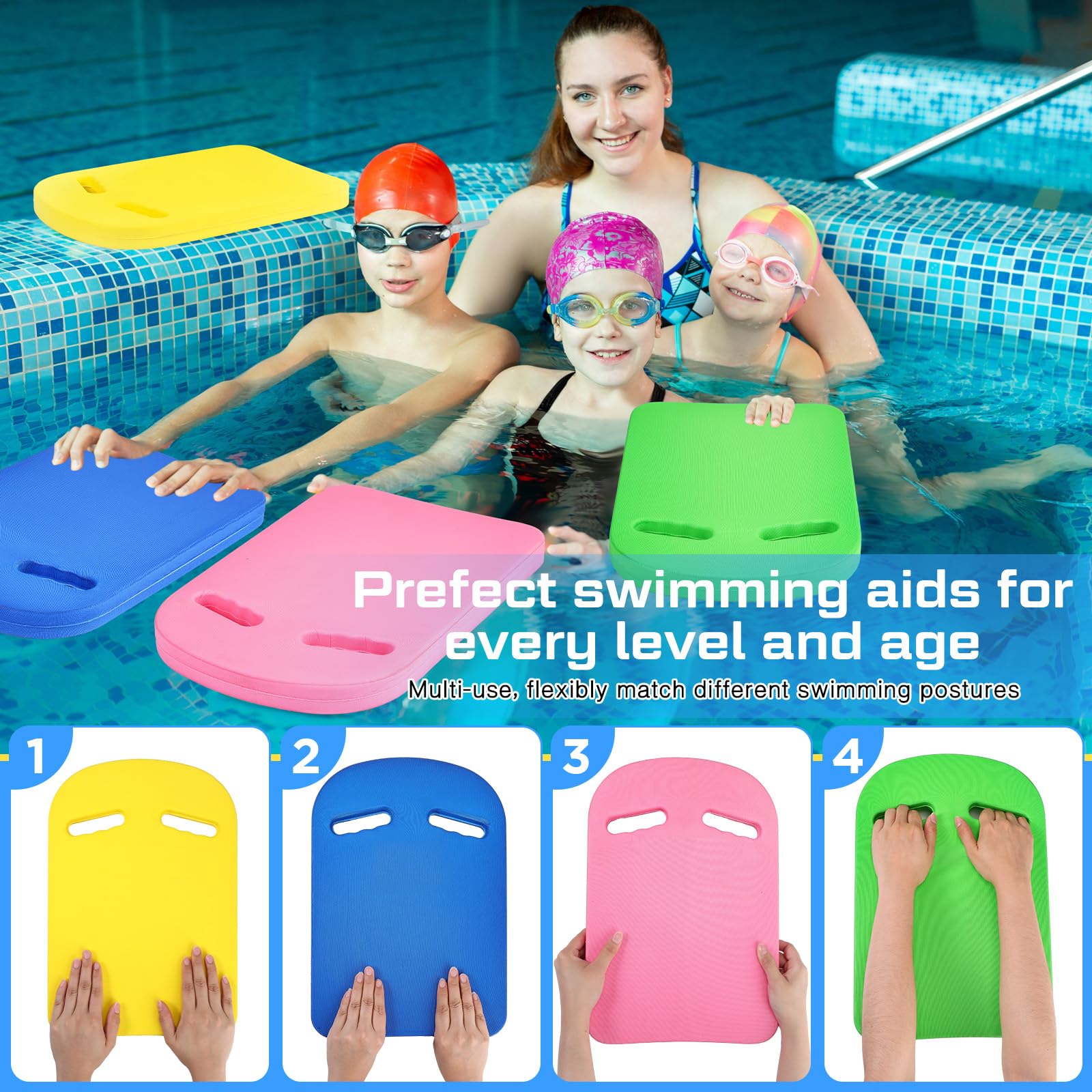 **Syhood EVA Swim Kickboard for Adults & Kids - Bulk Pack of Durable Swimming Kick Boards - Unisex Pool Training Aid for Exercise & Workout - Perfect for Swim Lessons, Lap Training & Water Aerobics**