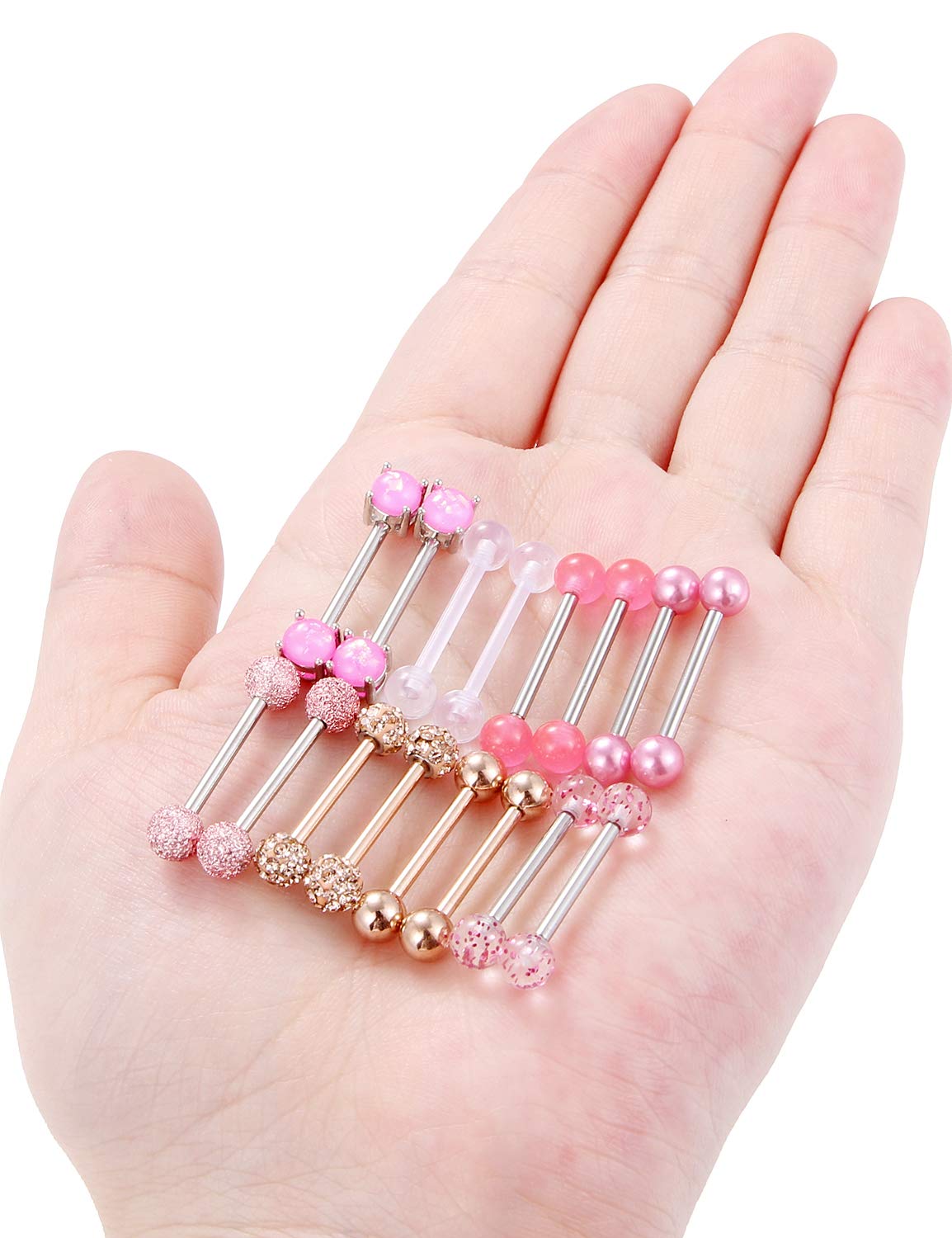 16PCS 14G Surgical Steel Nipple Rings - CZ Diamond Body Jewelry for Men & Women - Perfect for Piercing Retainers & Everyday Wear