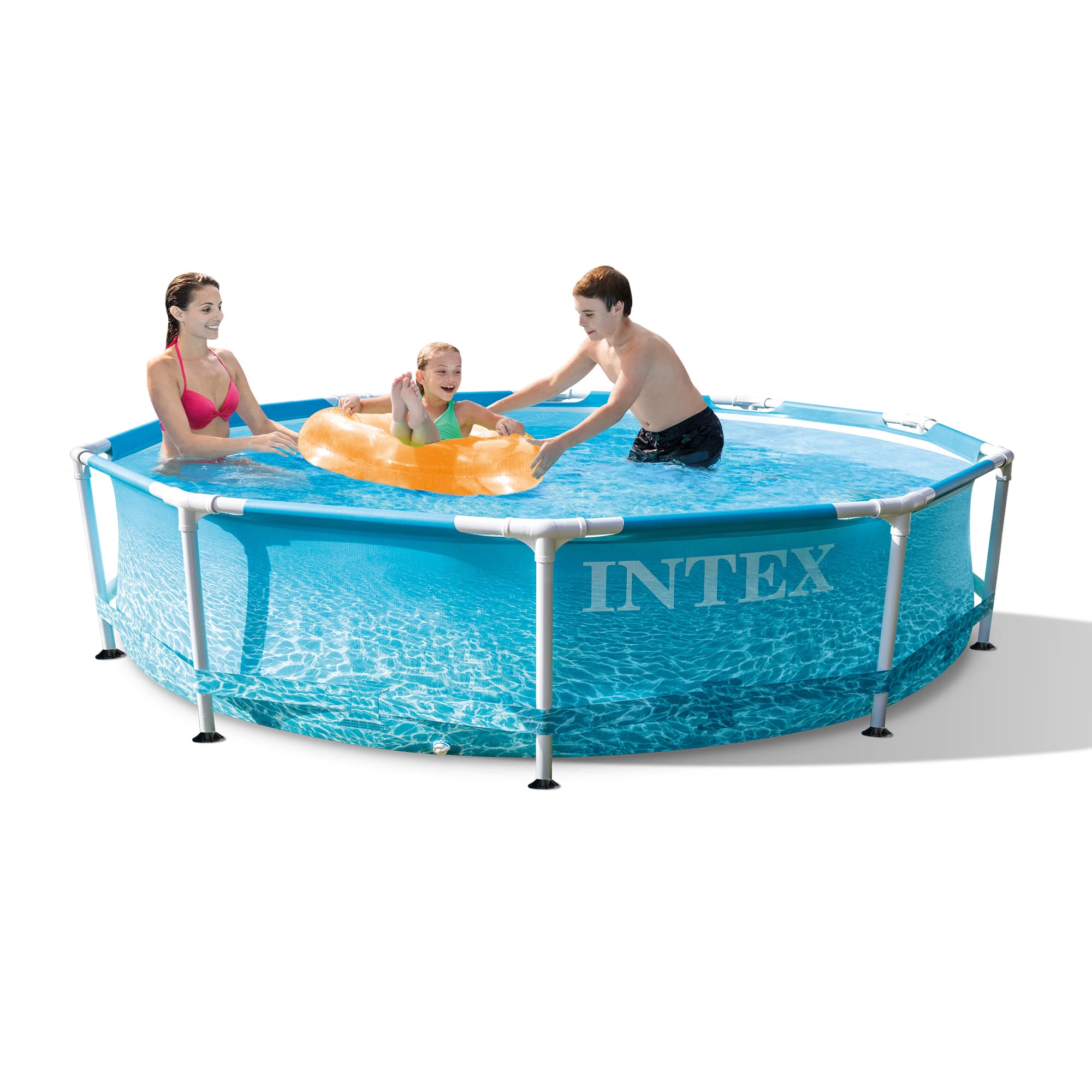 INTEX 28207EH 10ft x 30in Metal Frame Above Ground Swimming Pool Set with 330 GPH Cartridge Filter Pump - Durable Puncture & Rust Resistant - 1185 Gallon Capacity - Perfect for Backyard, Family Fun & Summer Relaxation