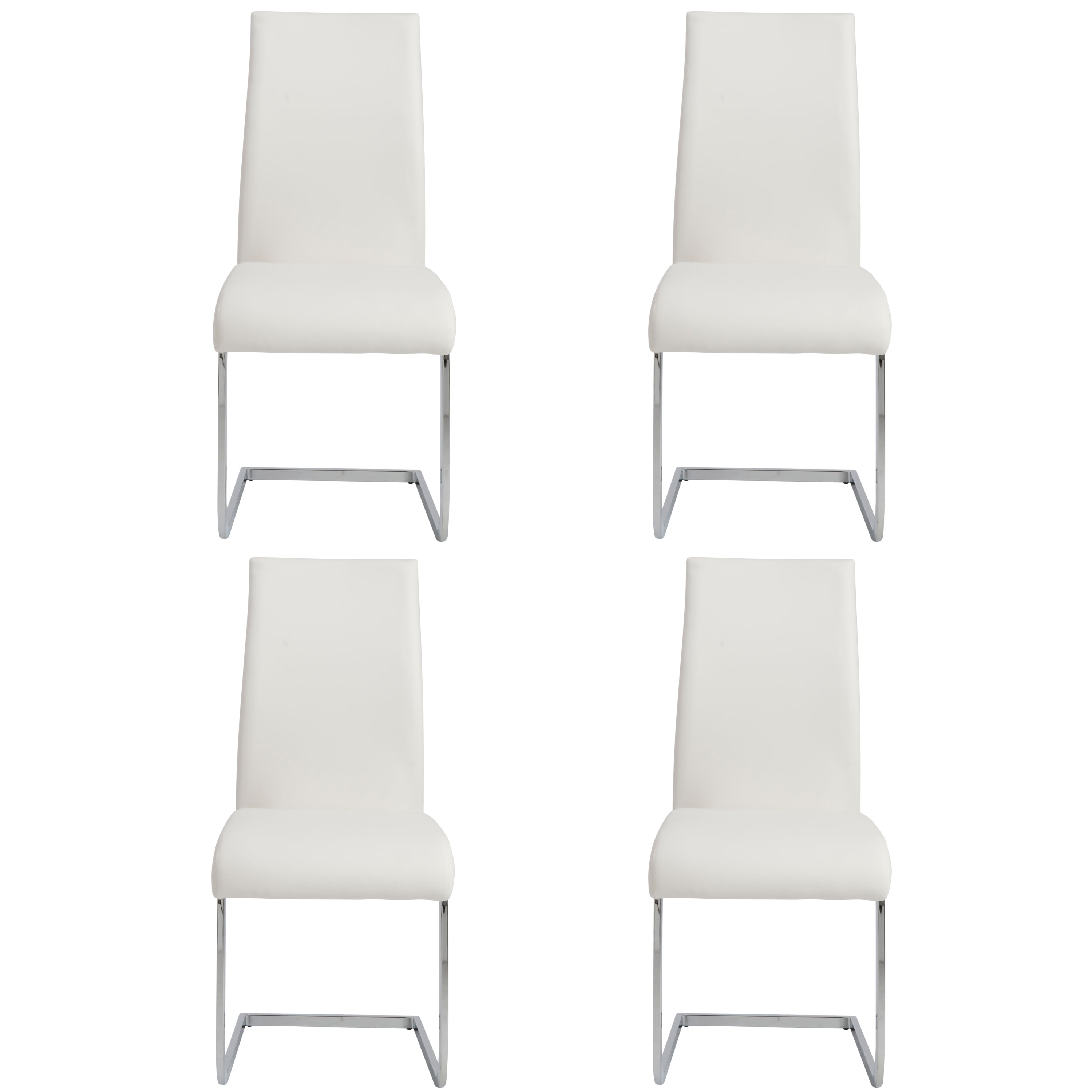 Premium Epifania Dining Leather Chairs Set of 4 - Modern Chrome Legs & Genuine Leather Seating for Elegant Dining Room, Kitchen, or Office Conference Table - Euro Style Contemporary Furniture