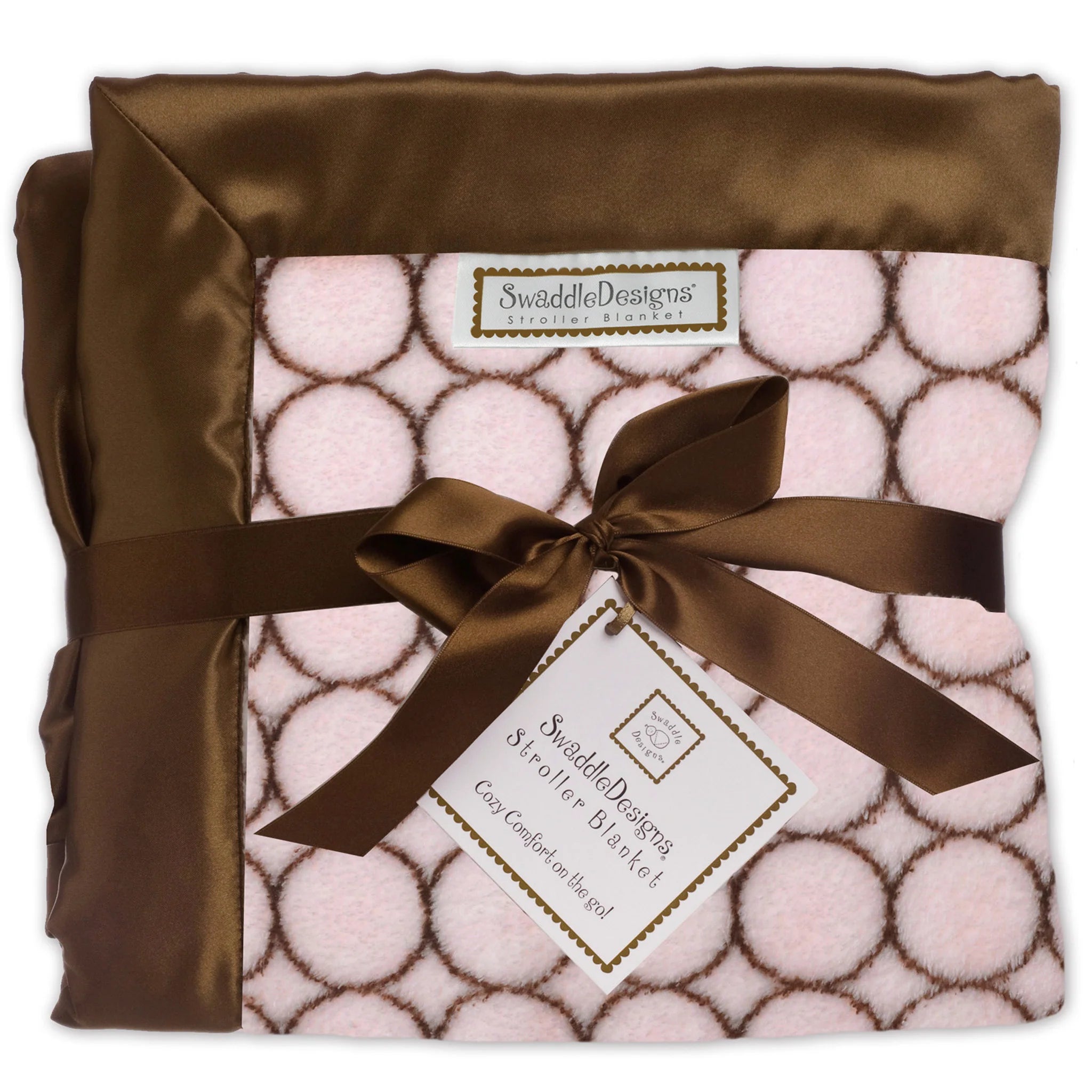 Soft Baby Stroller Blanket - Brown Mod Circles & Pastel Pink - Cozy & Breathable for Newborns - Perfect for Strollers, Car Seats & Nursery - SKU: SD 0043