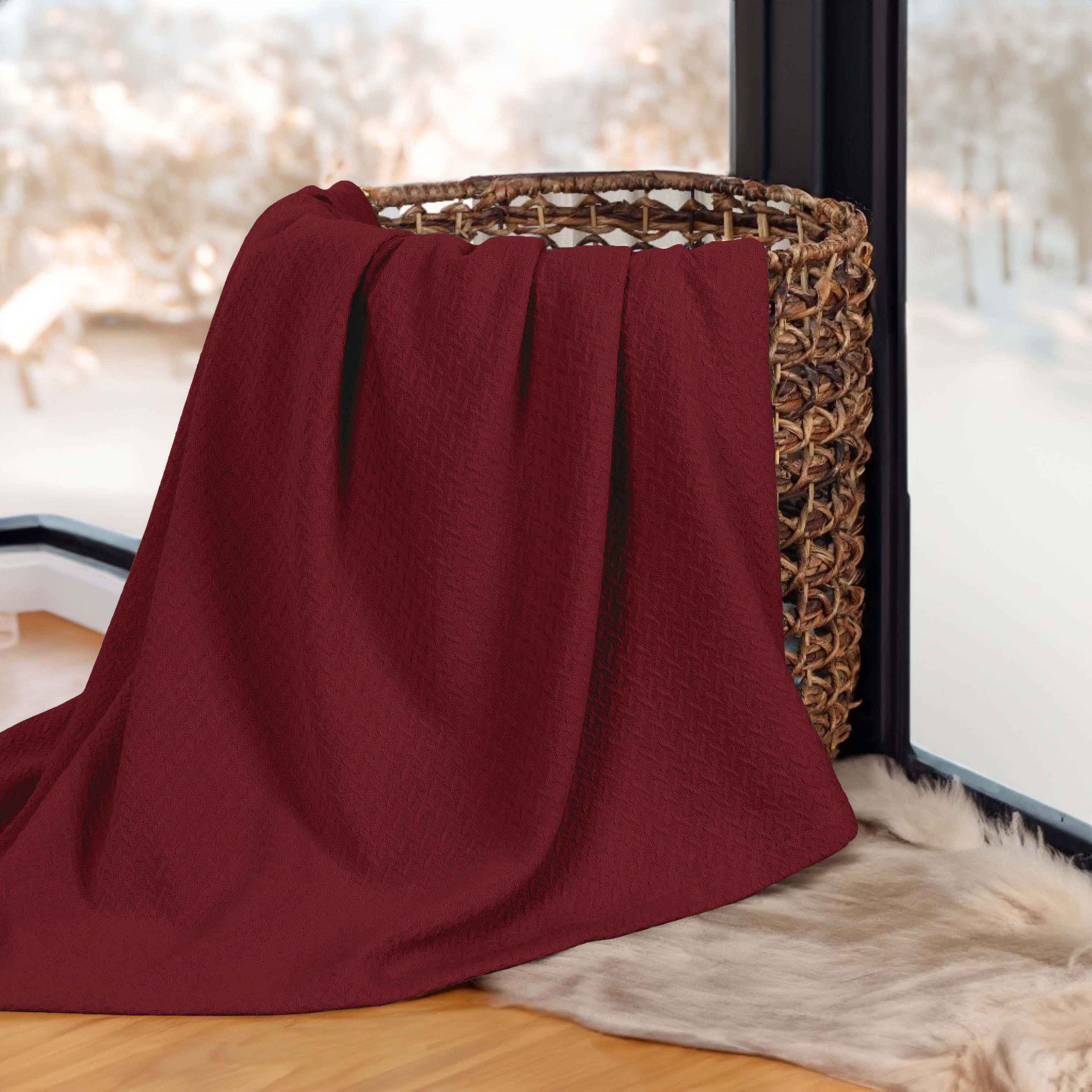 Premium Nobel Cotton Textured Chevron Lightweight Woven Blanket - Soft & Breathable Throw for Sofa, Bed, and Outdoor Picnics - Cozy Home Decor & Travel Companion