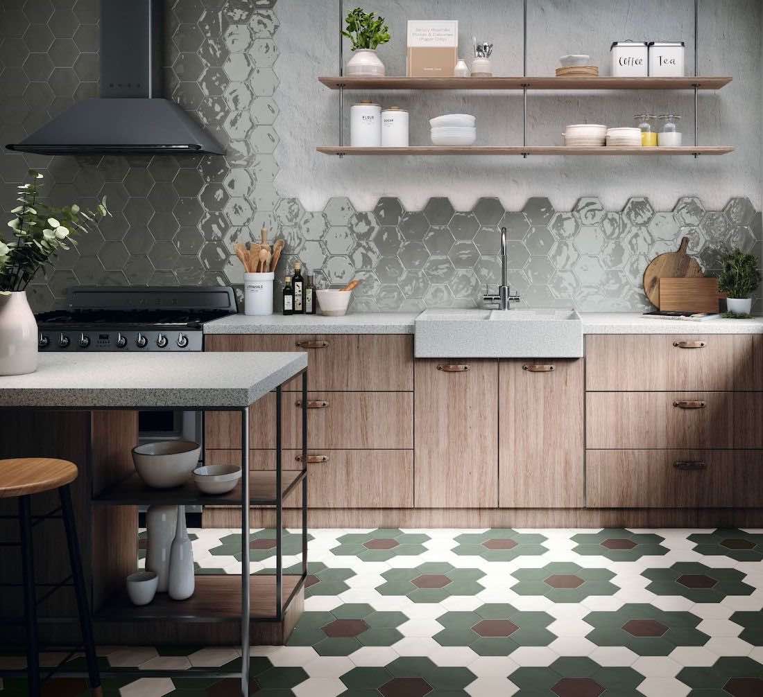 Magnolia Hex Grey Ceramic Tile 6x7 - Premium Mosaic Bathroom Floor & Kitchen Backsplash Tile for Modern Home Decor
