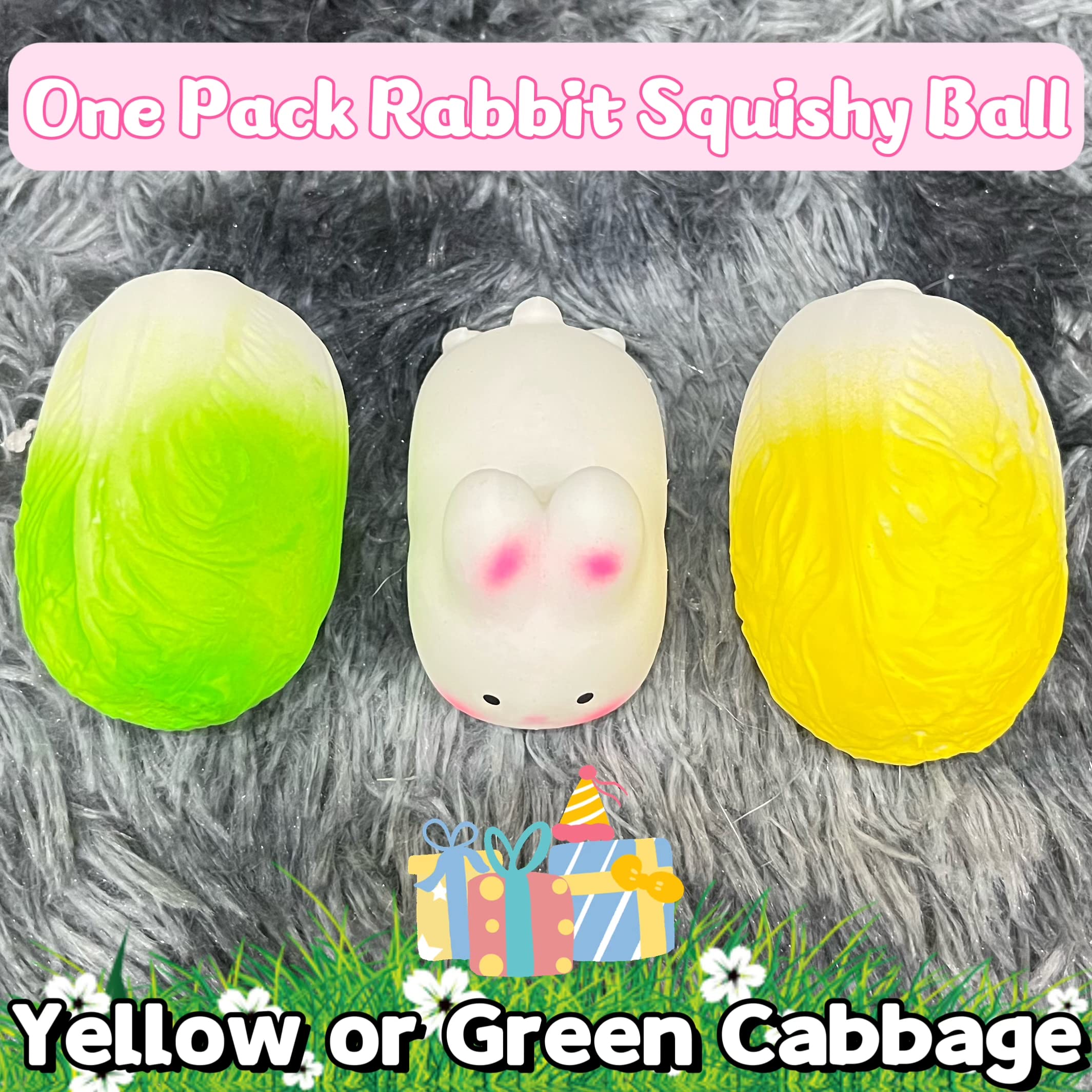 Cute Bunny Stress Balls for Kids & Adults - Soft Rabbit Squeeze Sensory Fidget Toys for Relaxation, Focus & Anxiety Relief - Easter Basket Stuffers, Autism/ADD/ADHD Therapy Tools - Perfect for Classrooms, Office Desks & Travel Stress Relief