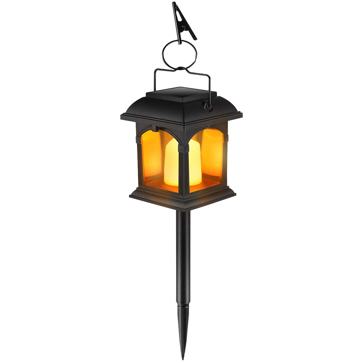 Solar Powered Outdoor Hanging Lantern Lights - Waterproof, Candle Effect, with Stake for Garden, Pathway, Lawn, Yard, and Tree Decor - Perfect for Patio, Backyard, and Landscape Lighting (1 Pack)