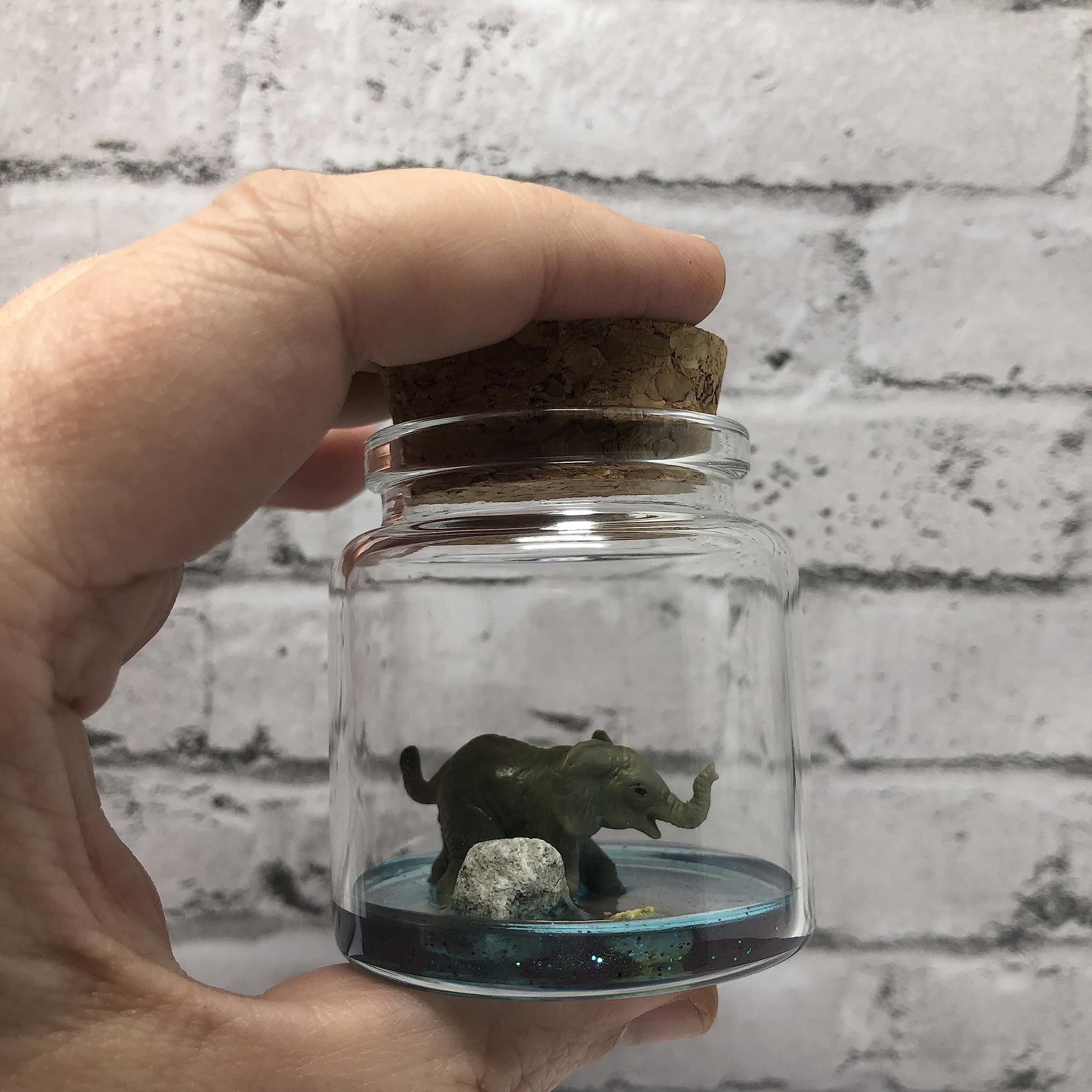 Mini Glass Terrarium with Adorable Elephant Desk Pet & Adoption Certificate - Perfect for Office Decor, Home Display & Stress Relief Gifts
