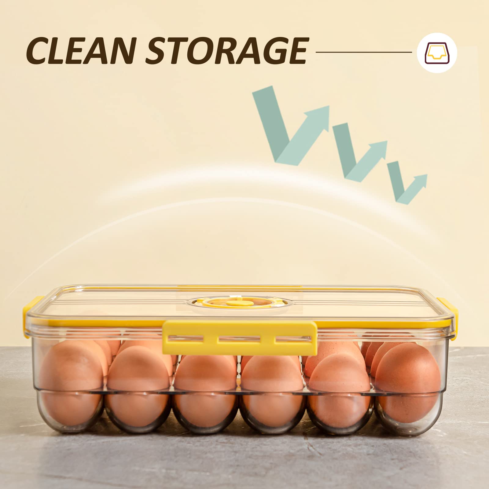 18-Count Plastic Egg Holder for Refrigerator - Stackable Egg Storage Container with Lids (2-Pack) - Perfect for Kitchen Organization & Meal Prep