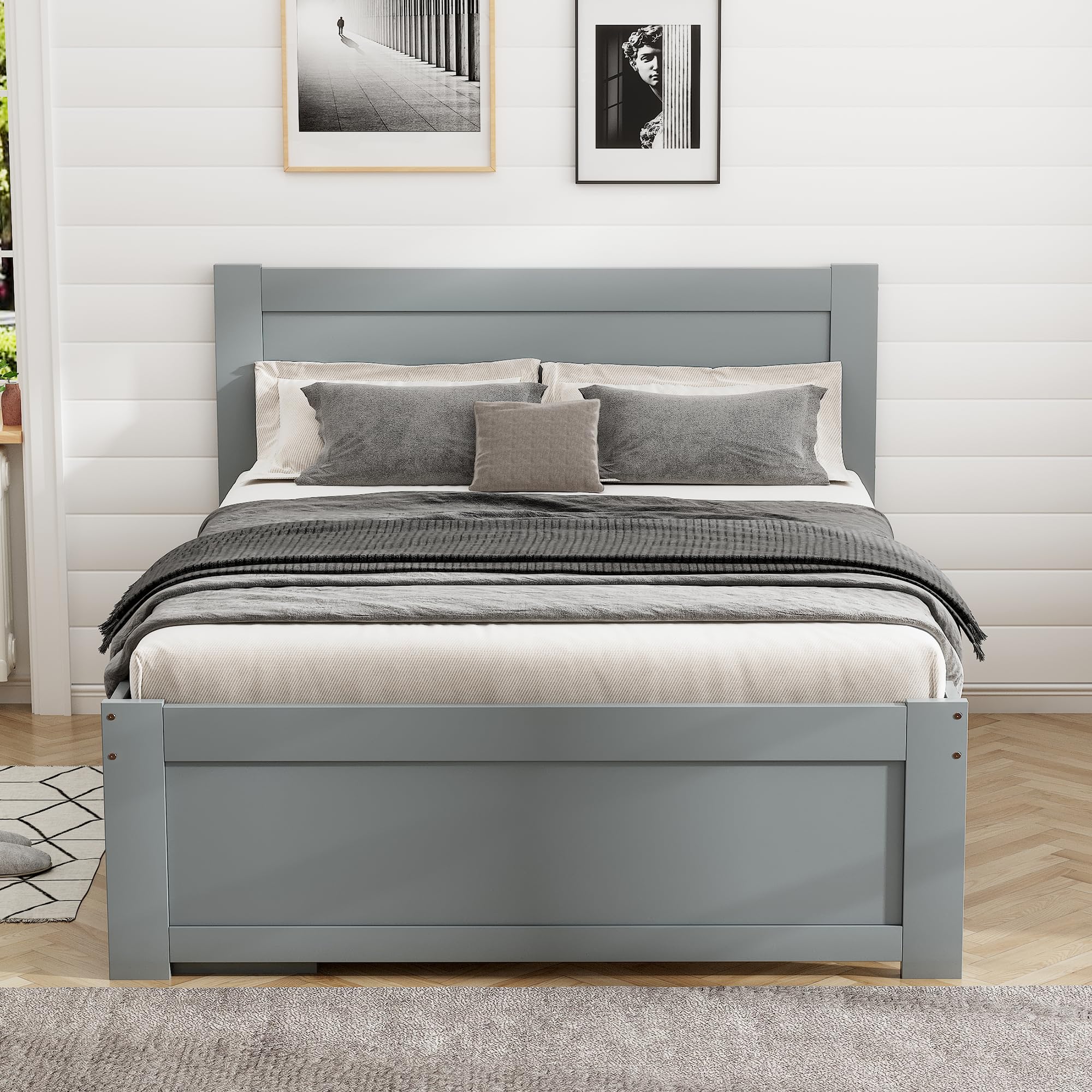 Merax Twin Size Wooden Platform Bed with Storage - Underbed Drawer, Shelves & Rolling Rack for Kids Bedroom - Space-Saving Grey Bed Frame for Boys and Girls | Perfect for Small Rooms, Dorms & Apartments