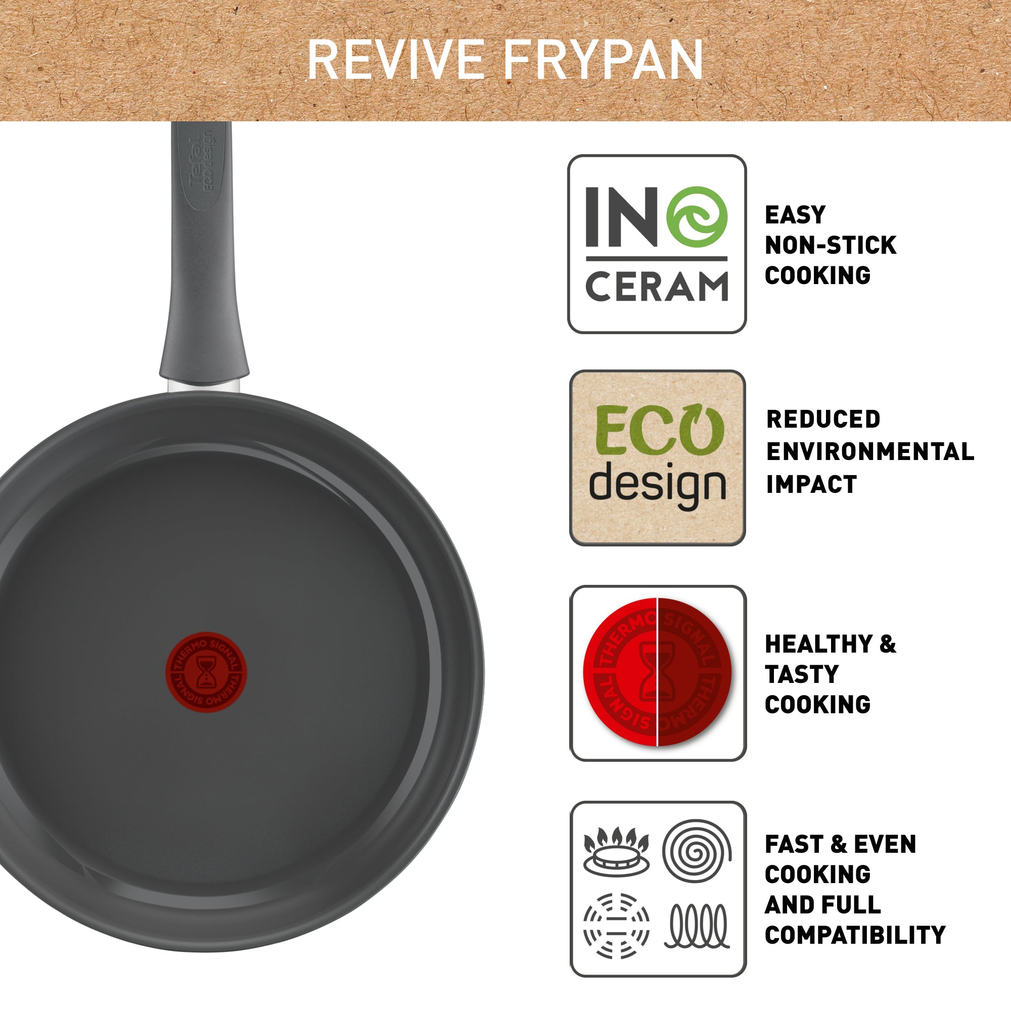 Tefal Revive Ceramic Induction Non-Stick Fry Pan 28cm - Premium Cookware for Healthy Cooking | Perfect for Sautéing, Frying & Stir-Frying | Ideal for Gas, Electric & Induction Stovetops