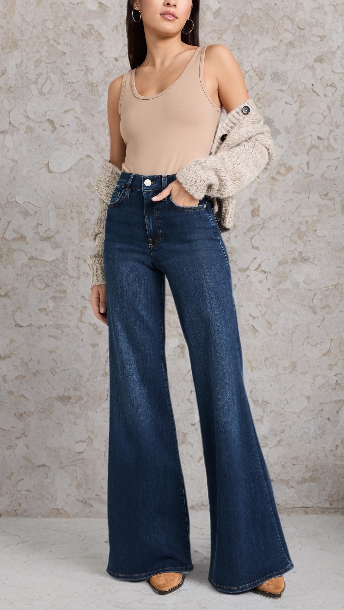 FRAME Women's Le Palazzo High-Rise Flare Jeans - Stretch Denim Pants for Casual & Office Wear