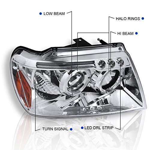 Spec-D Tuning 2LHP-GKEE99-TM Chrome Clear Projector Headlights for Jeep Grand Cherokee - High-Performance LED Lighting for Off-Road & Night Driving