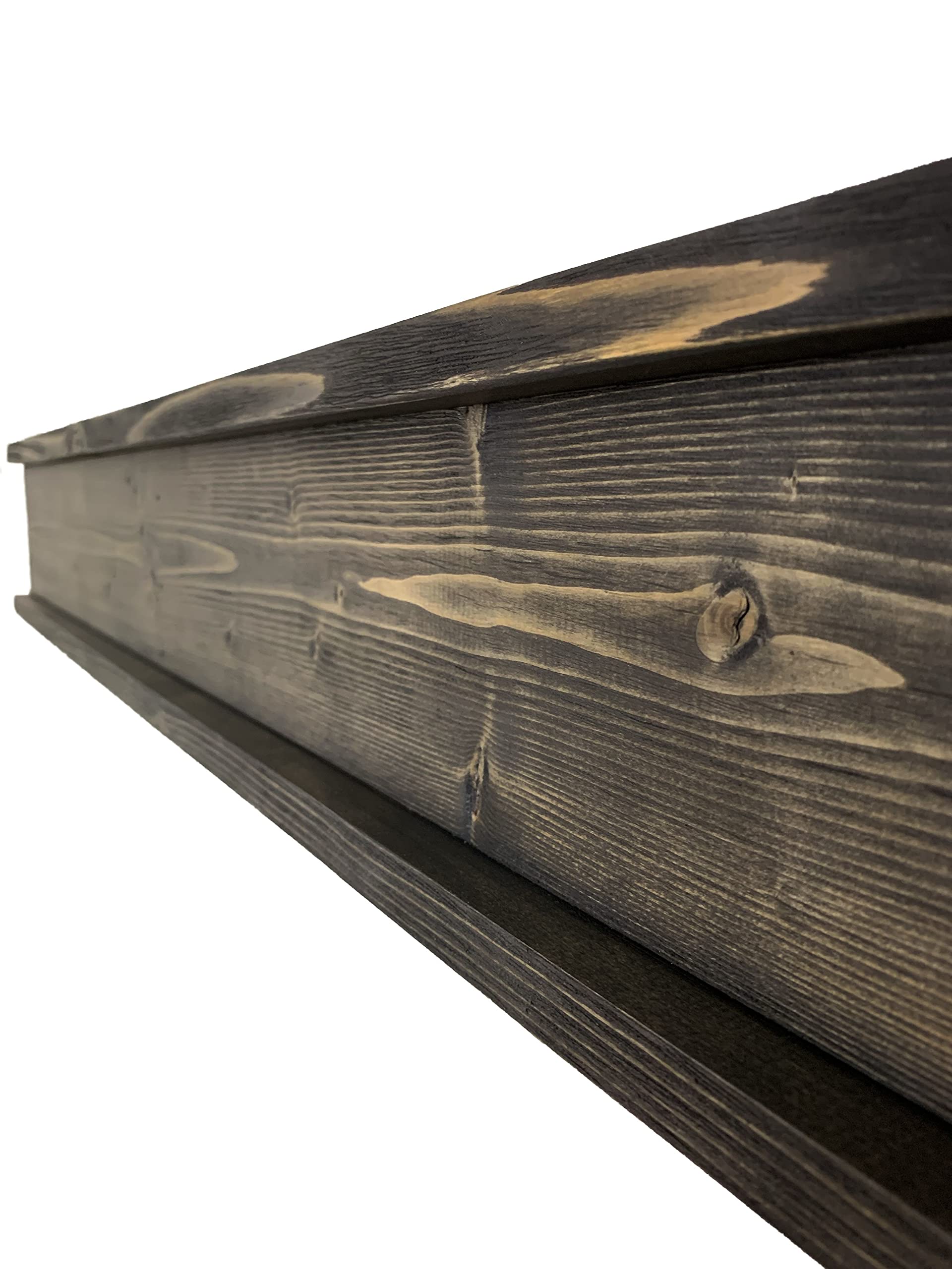 Rustic Wood Fireplace Mantel Shelf - 72 Inch Weathered Black Floating Mantle for Farmhouse Decor | Handmade in USA | Perfect for Living Room, Bedroom, or Entryway Wall Display
