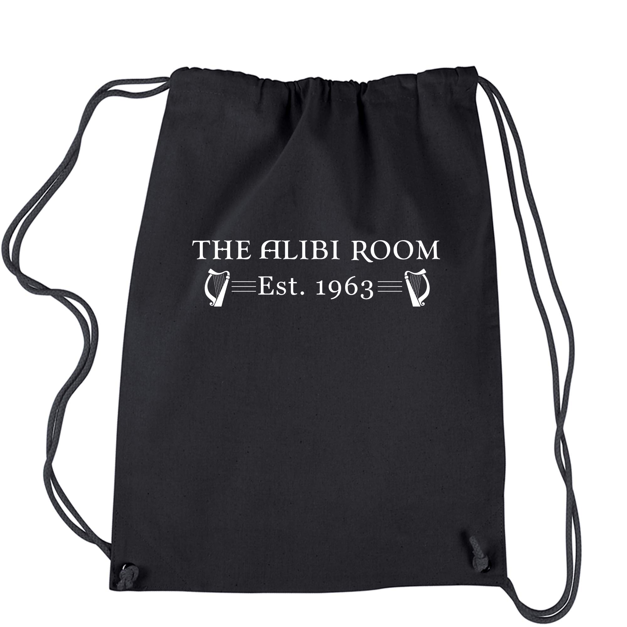 Alibi Room Black Drawstring Backpack - Lightweight & Durable Gym Sack for Workouts, Travel & School Essentials
