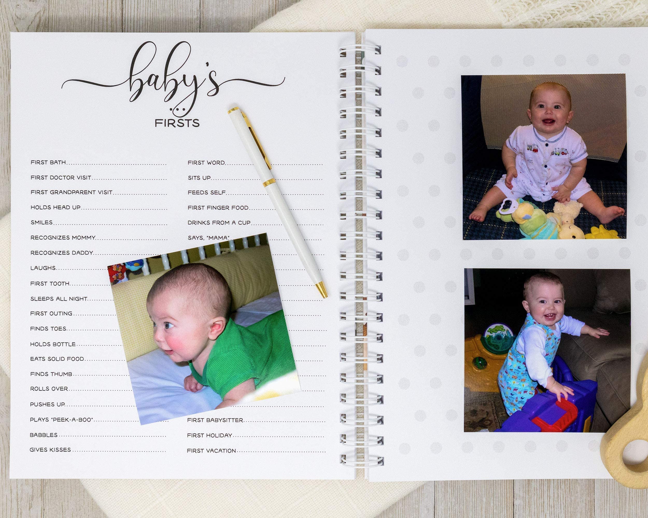 Personalized Buffalo Plaid Baby Memory Book - Hard Cover First Year Album with Baby’s Name - Red Plaid Boy Baby Journal for Newborn Keepsakes & Milestone Tracking (Perfect Baby Shower Gift & Nursery Decor)