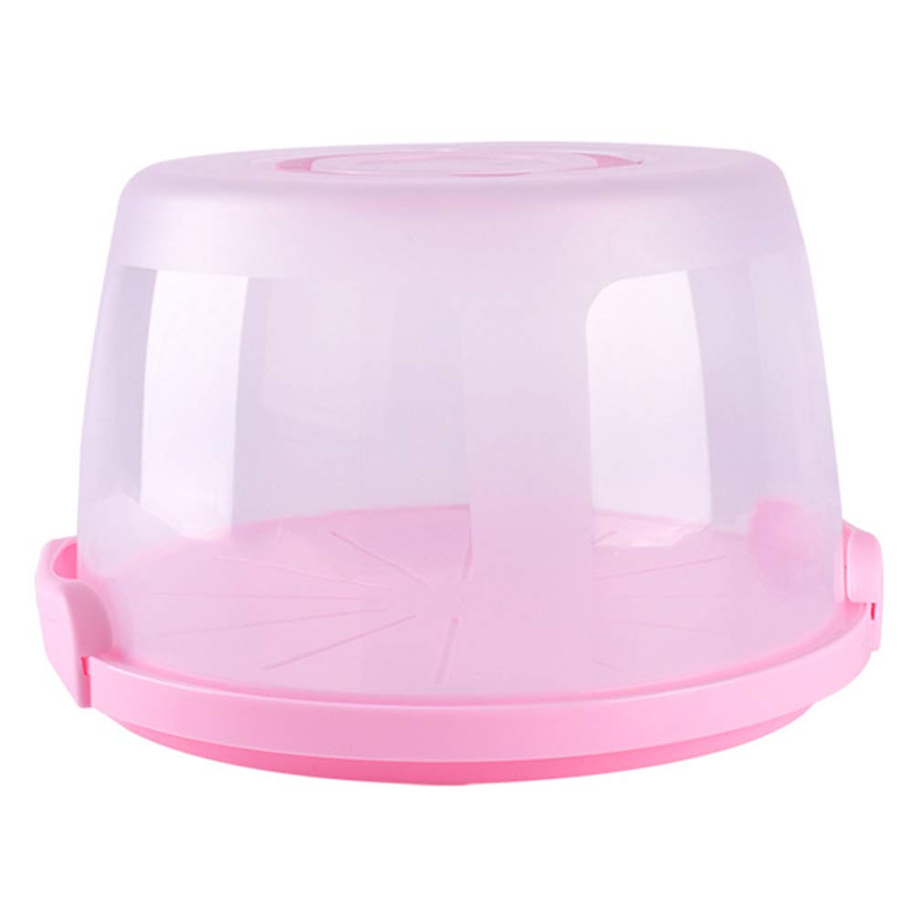 IMIKEYA 10.5 Inch Round Plastic Cake Carrier with Handle - Pink Food Storage Container for Baking, Transport & Travel | Perfect for Birthday Parties, Picnics & Bakery Business