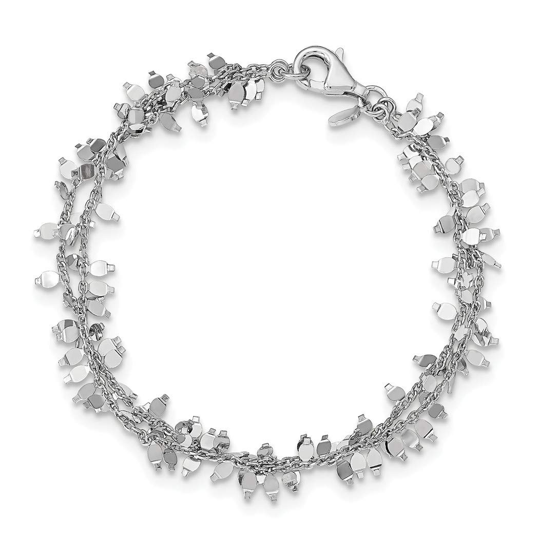 925 Sterling Silver Rhodium Plated Multi-Strand Bracelet for Women - 7.5 Inch Adjustable Elegant Jewelry Gift for Anniversary, Birthday & Special Occasions | Perfect for Parties, Weddings & Everyday Wear
