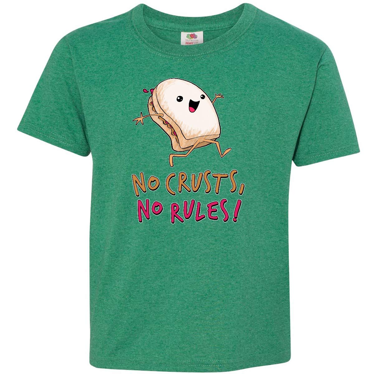 Inktastic No Crusts No Rules - Funny PB&J Sandwich Graphic Youth T-Shirt for Kids | Playful Casual Wear for School & Playdates
