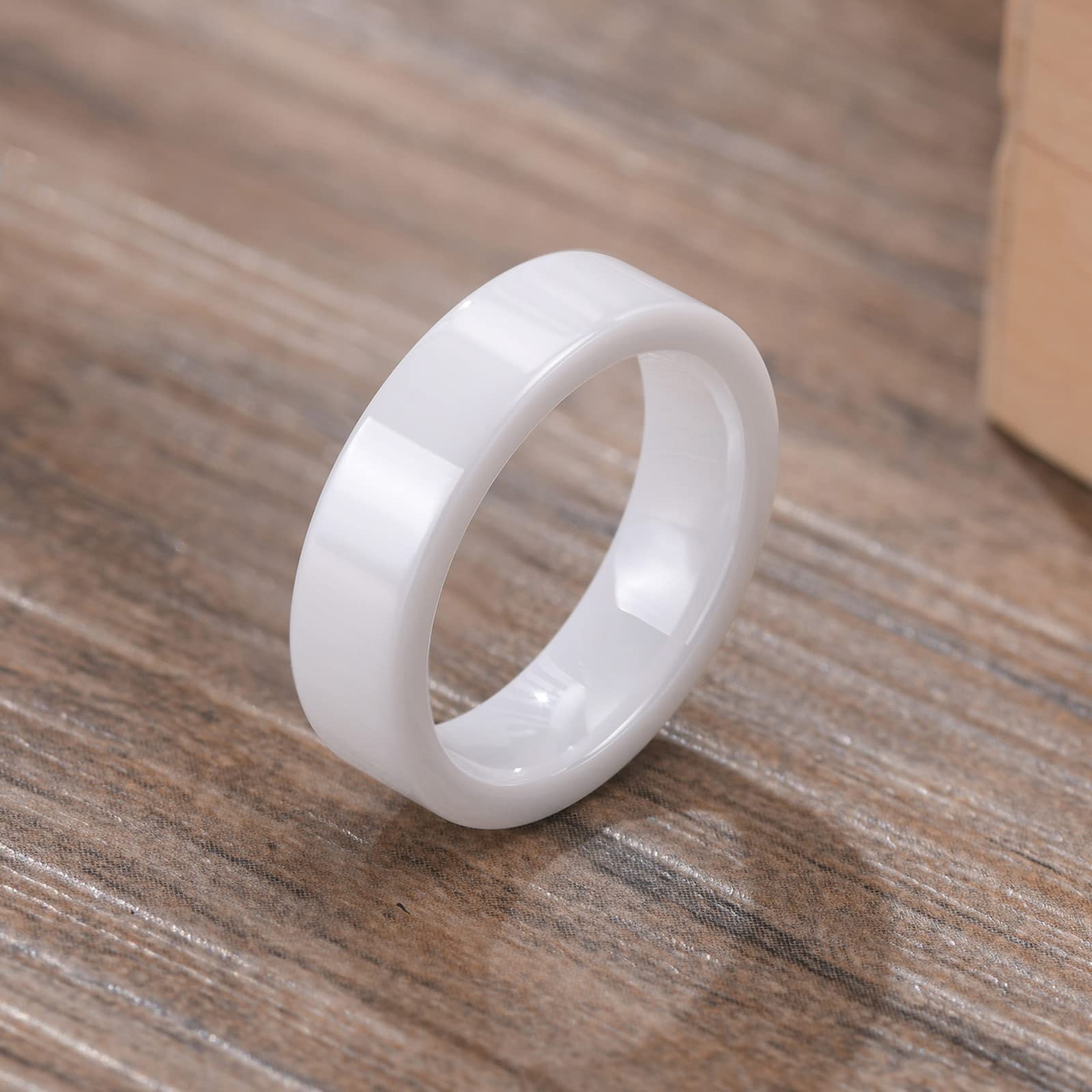 6MM Comfort Fit Ceramic Rings for Men - White & Black Plain Band Wedding, Promise, or Fashion Rings | Perfect for Engagements, Anniversaries, and Everyday Wear