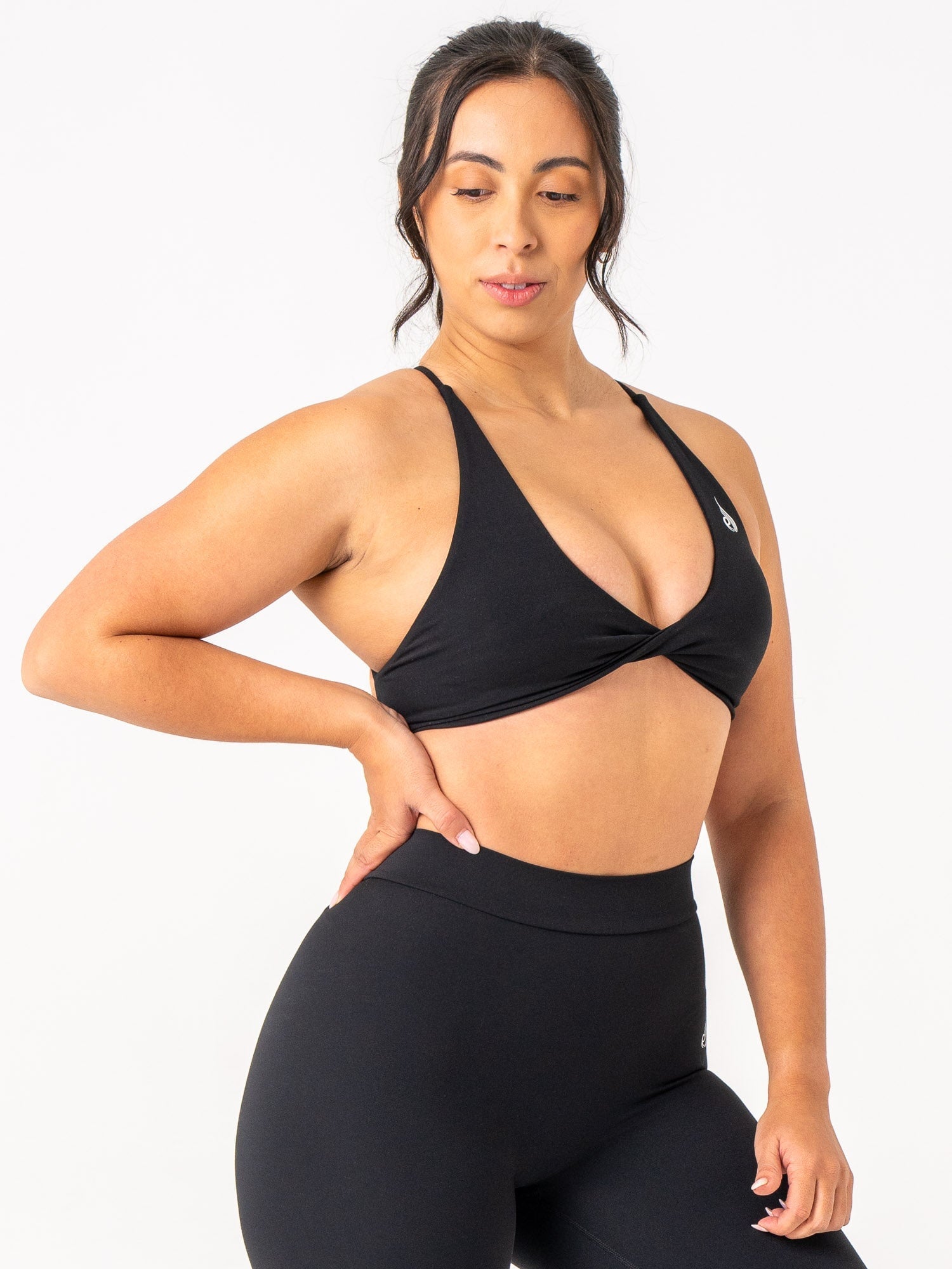 NKD Twist Sports Bra for Women - High Support Workout Top for Running, Yoga & Gym - Breathable & Comfortable Black Activewear