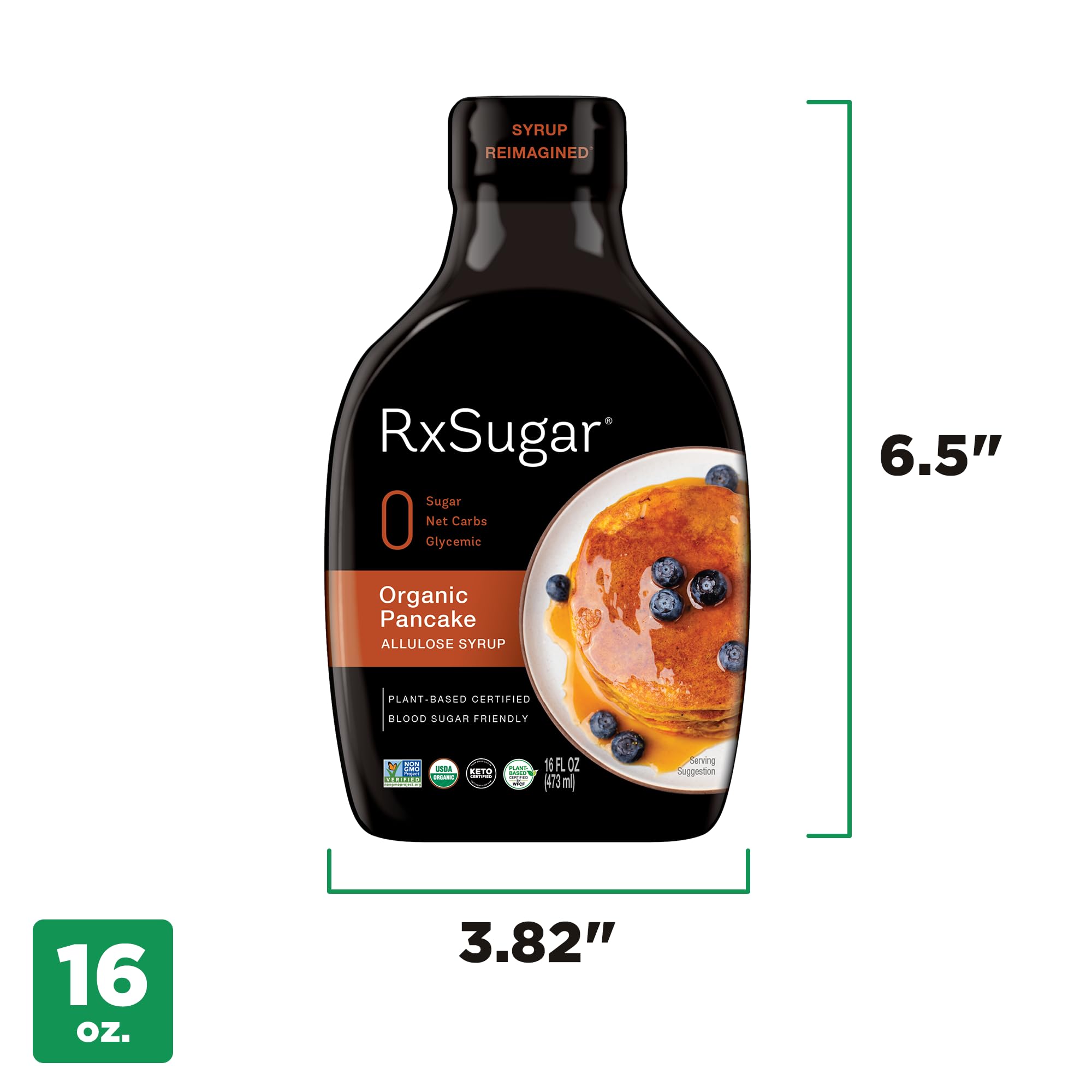 Organic Pancake Syrup 2-Pack with Allulose Sweetener | Diabetes-Safe, Keto Certified, Non-GMO & Gluten-Free | Natural Sugar Alternative for Healthy Breakfast & Desserts | Perfect for Pancakes, Waffles & Yogurt Toppings