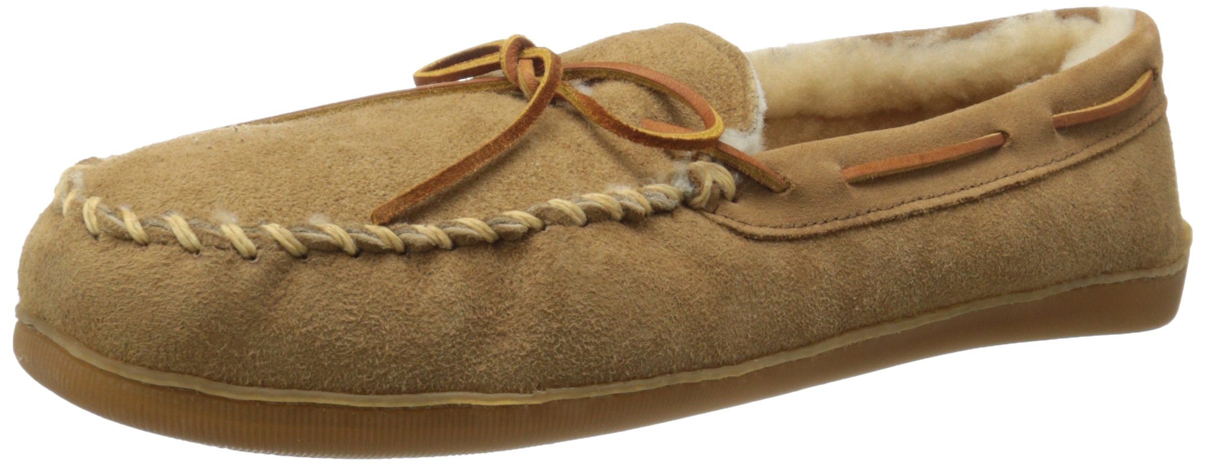 Minnetonka Men's Sheepskin Hardsole Moccasin - Comfortable Leather Slip-On Shoes for Casual Wear & Indoor Use