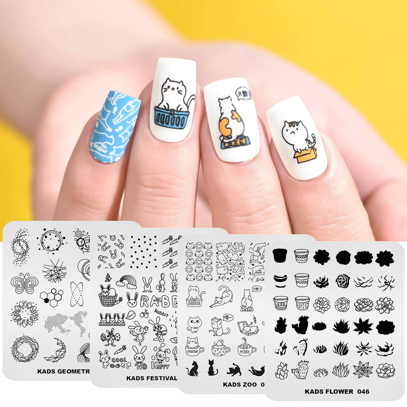 KADS 20Pcs Nail Stamping Plates Set - Christmas Nail Art Templates with Laser Plate Organizer | DIY Holiday Nail Designs for Parties & Gifts