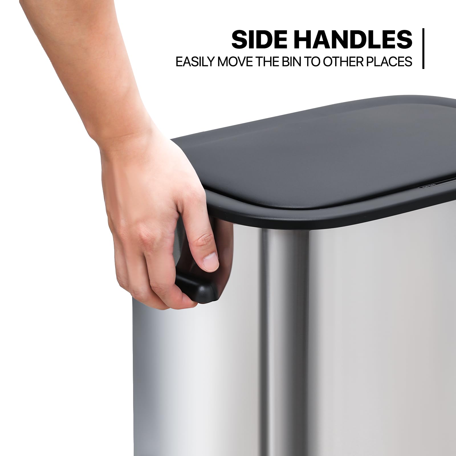 MoNiBloom 14.5-Gallon Touchless Automatic Motion Sensor Trash Can with Soft-Close Lid - Stainless Steel 55-Liter Fingerprint-Proof Garbage Bin for Kitchen, Bathroom, Bedroom, Living Room, Home Office & Dorm - Ideal for Hands-Free Waste Disposal & Hygienic Home Cleaning