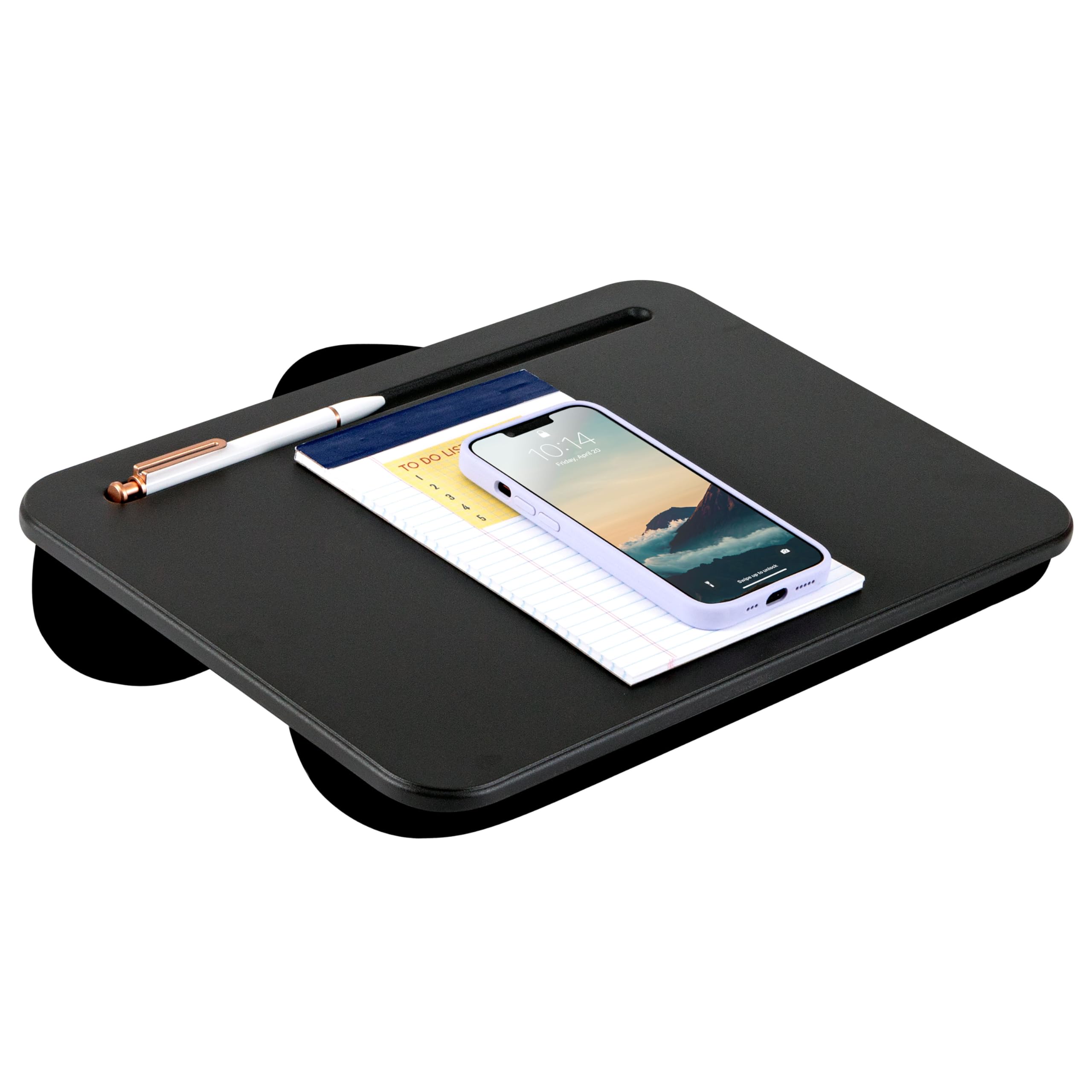 LAPGEAR Compact Lap Desk for Laptops up to 15 Inches - 12-Pack Black (Style 43008) - Portable Laptop Tray for Work, Study, Gaming & Bed Use