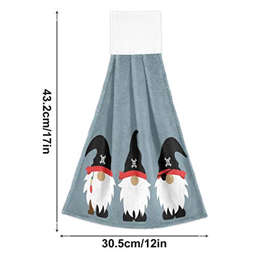 Halloween Gnome Hanging Kitchen Towels - 2 Pack Soft Absorbent Pirate Hand Towels with Loops for Bathroom, Kitchen & Home Decor - Perfect for Halloween, Christmas & Everyday Use