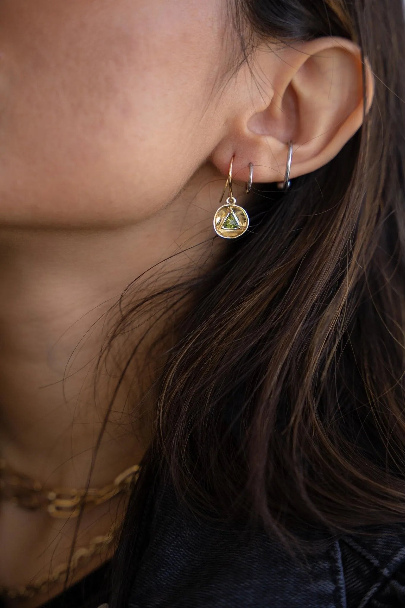 14K Gold Disc Charm Drop Earrings for Women - Elegant Dangle Earrings for Party, Wedding & Everyday Wear